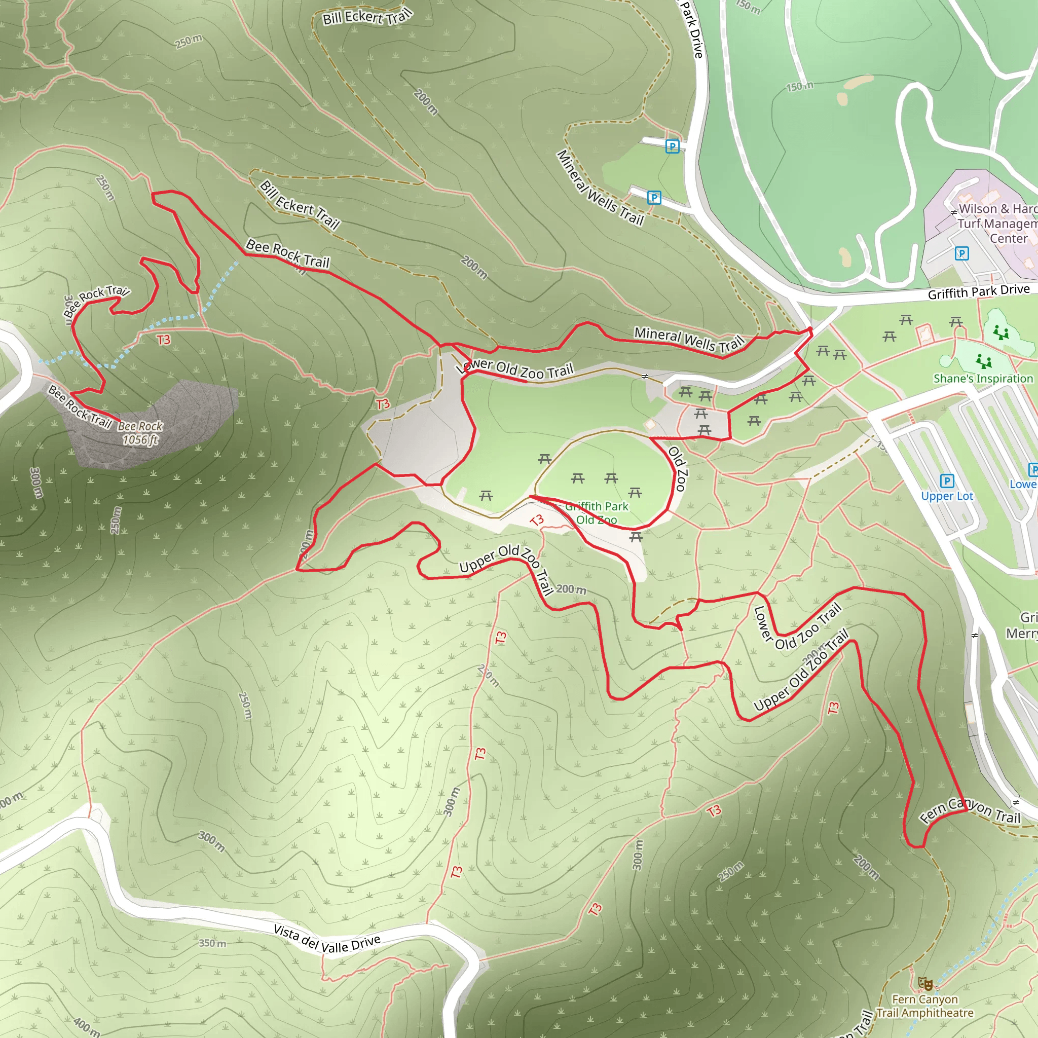 Bee Rock, Upper and Lower Old Zoo Loop Trail mobile static map