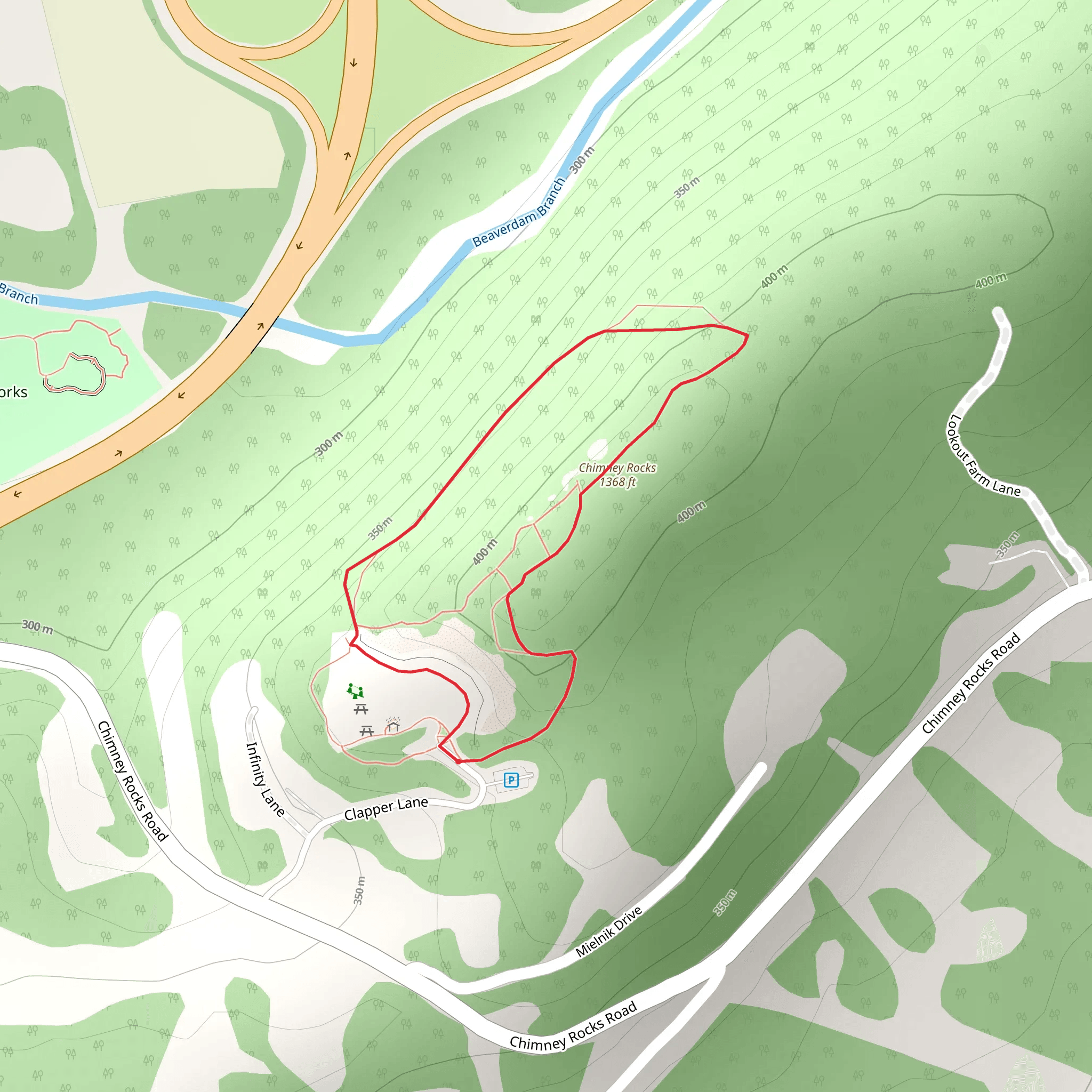 Chimney Rocks Loop Trail mobile static map