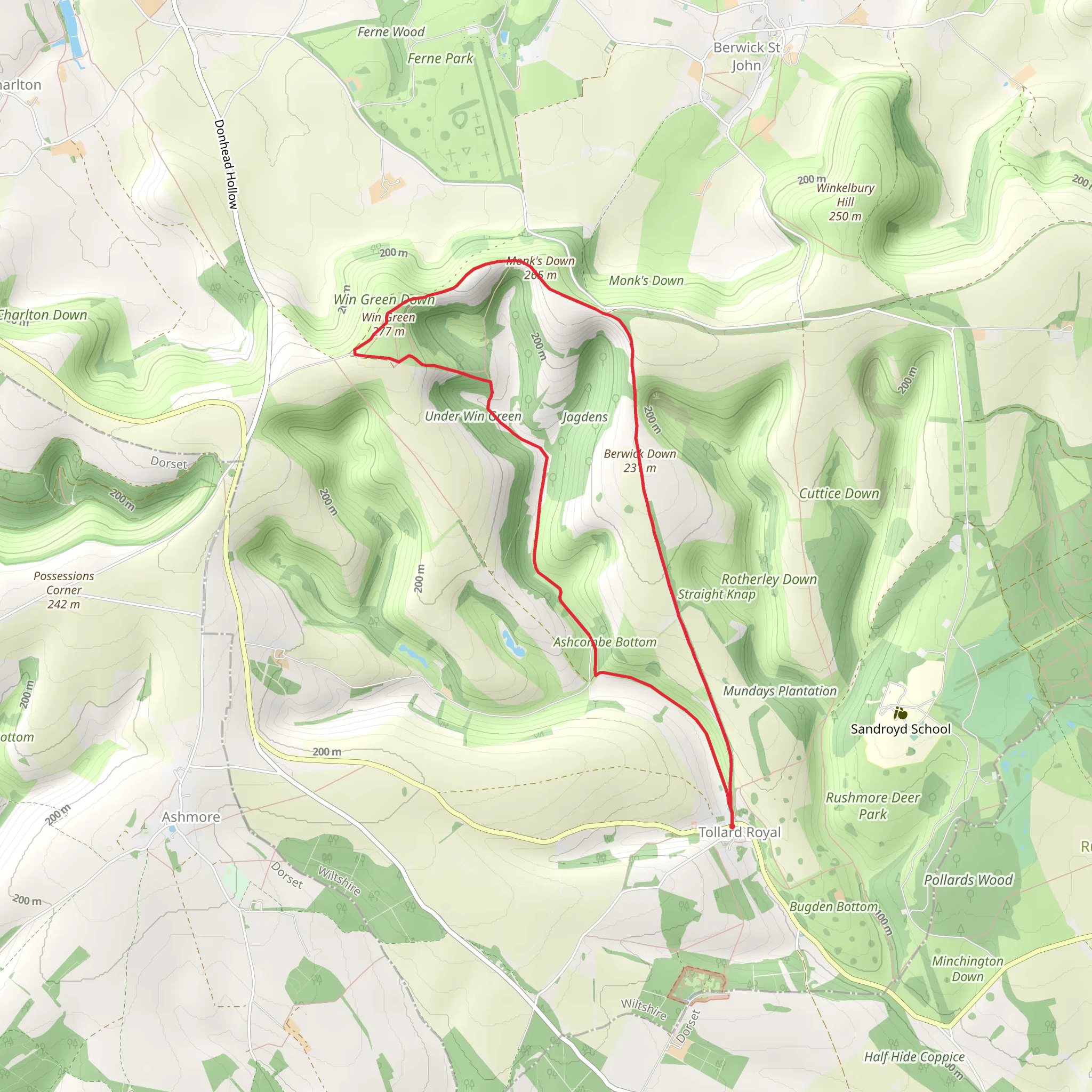 Win Green from Tollard Royal mobile static map