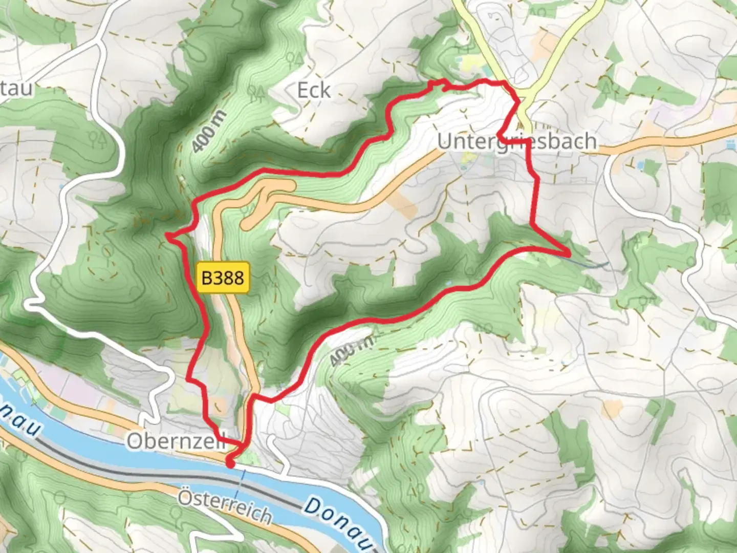 An image depicting the trail Obernzell, Hammermuhle and Untergriesbach Loop and its surrounding area.