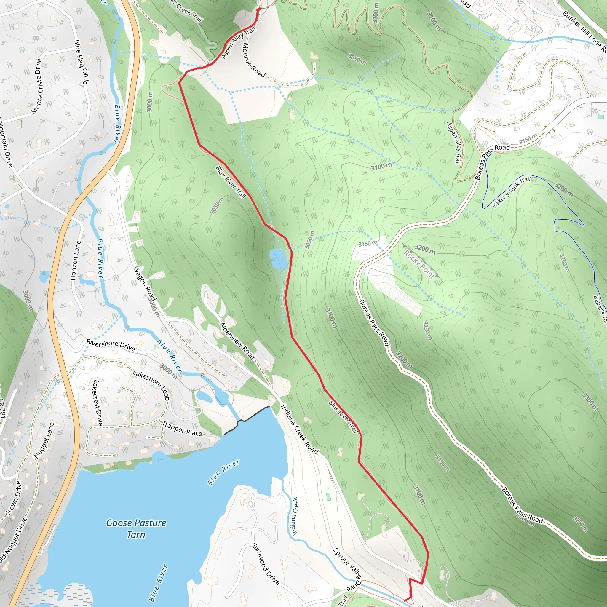 Indian Creek via Aspen Alley Trail mobile static map