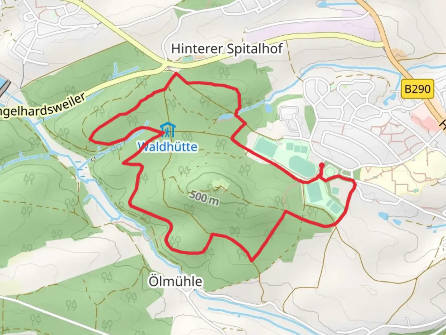 An image depicting the trail Oberer Rettersweier Loop and its surrounding area.