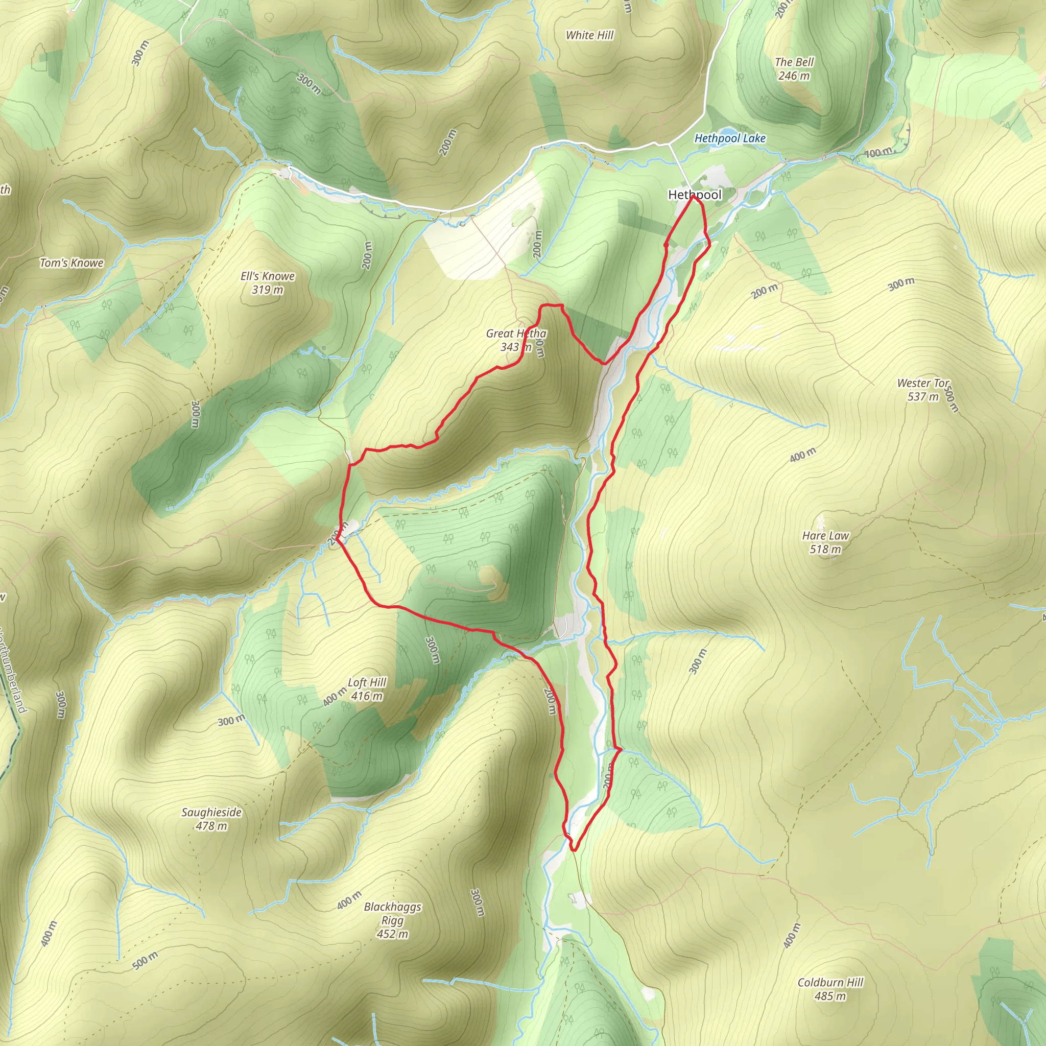 Hethpool - Sutherland Bridge and Great Hetha mobile static map