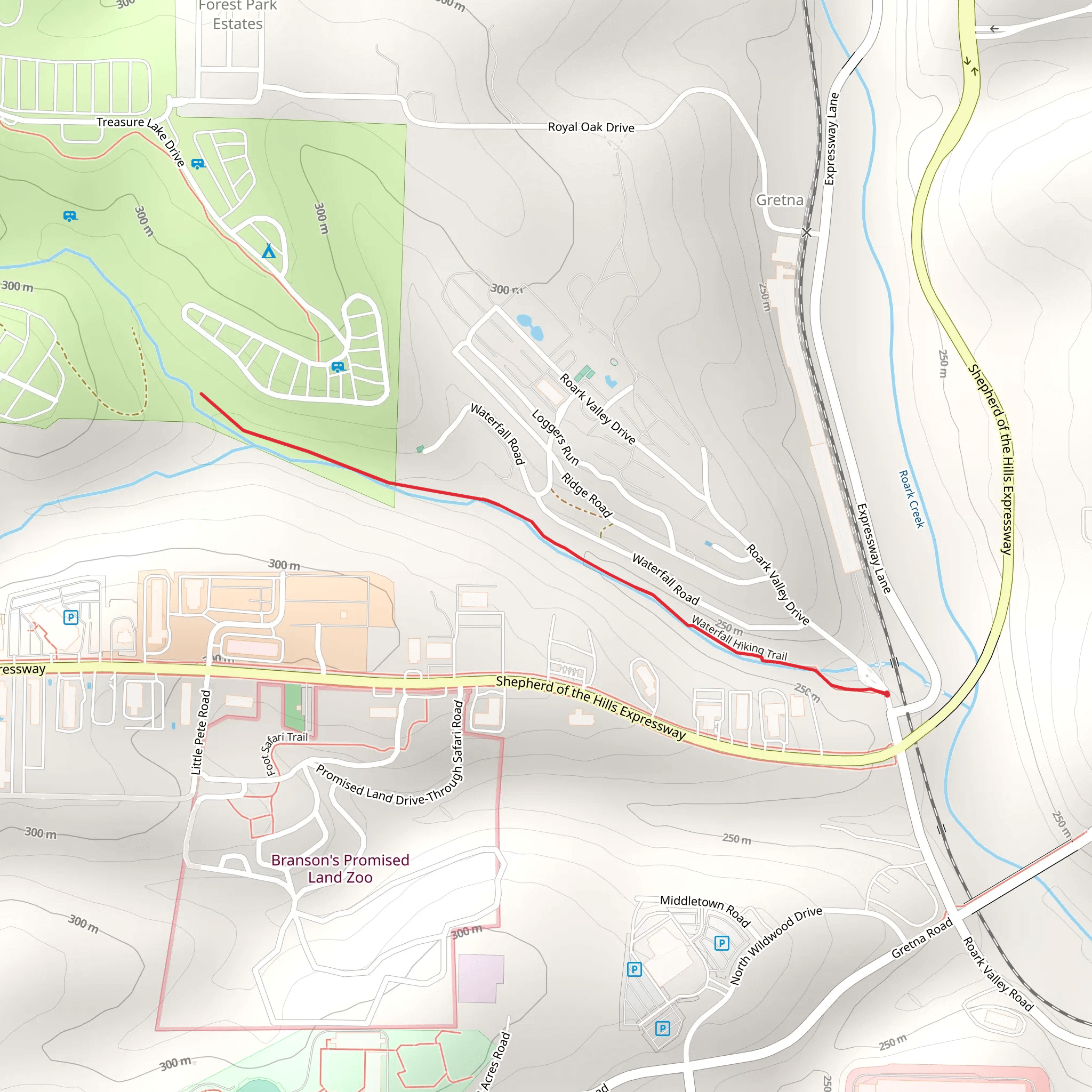 Waterfall Hiking Trail mobile static map