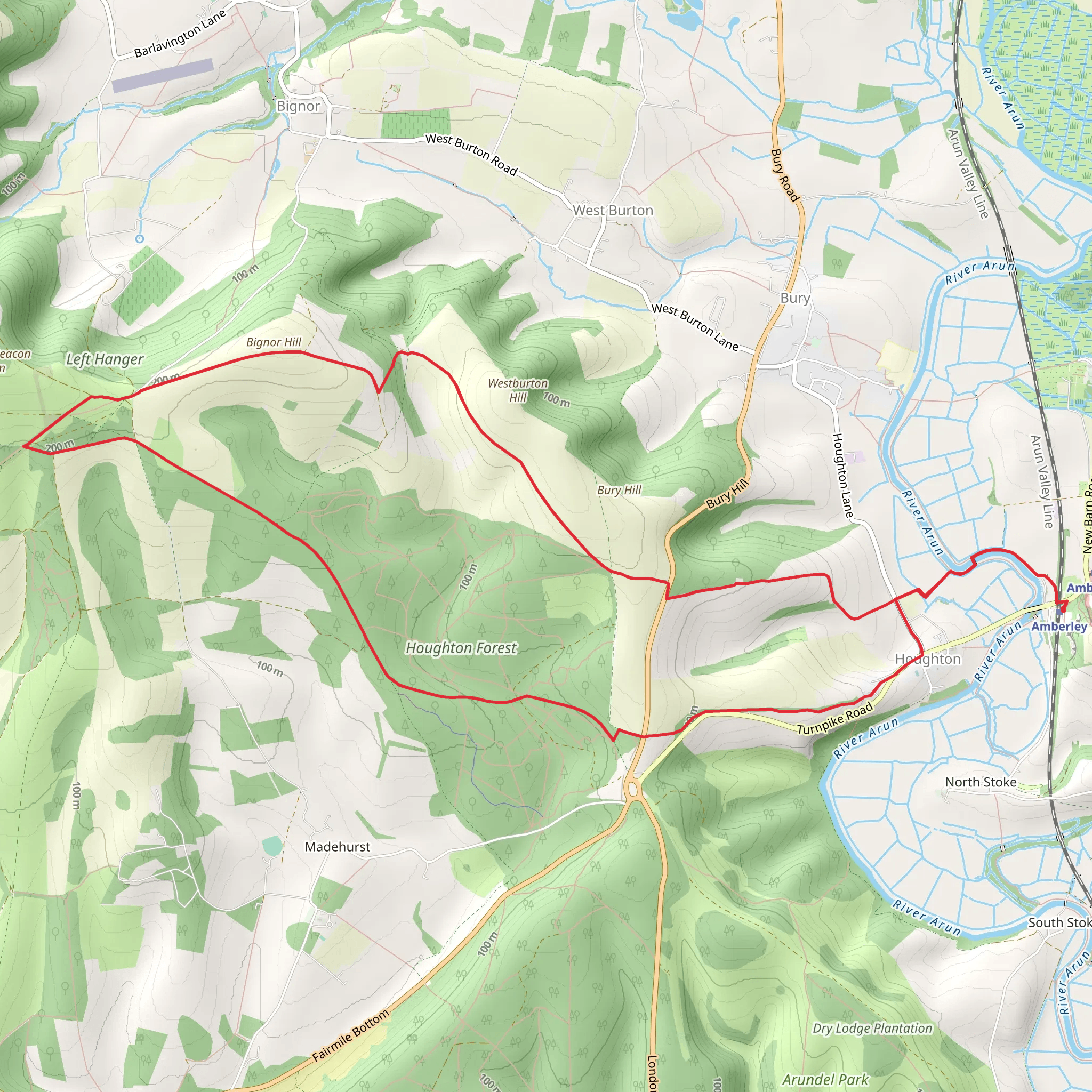 Houghton Forest Loop from Amberley mobile static map