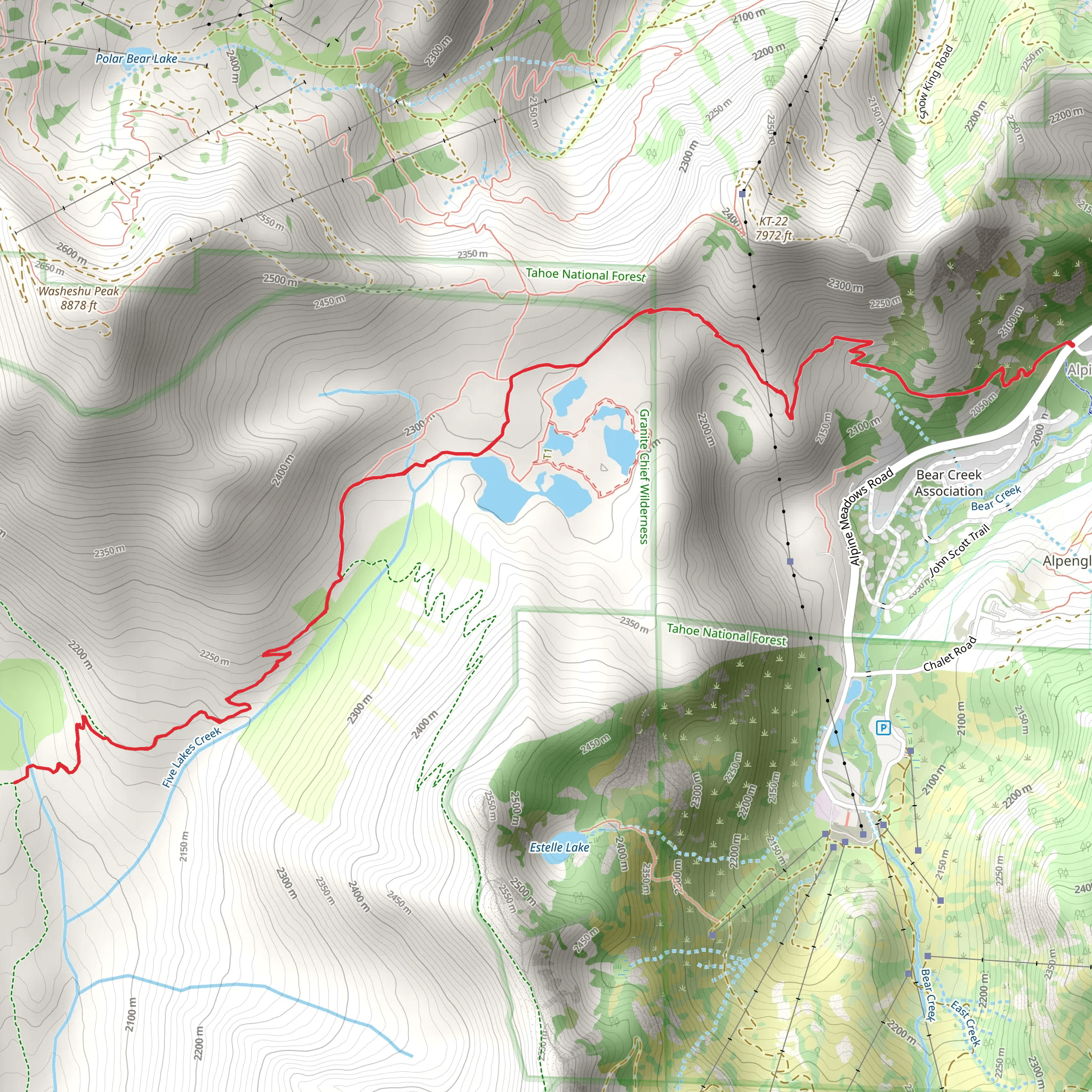 Whiskey Creek Camp via Five Lakes Trail mobile static map