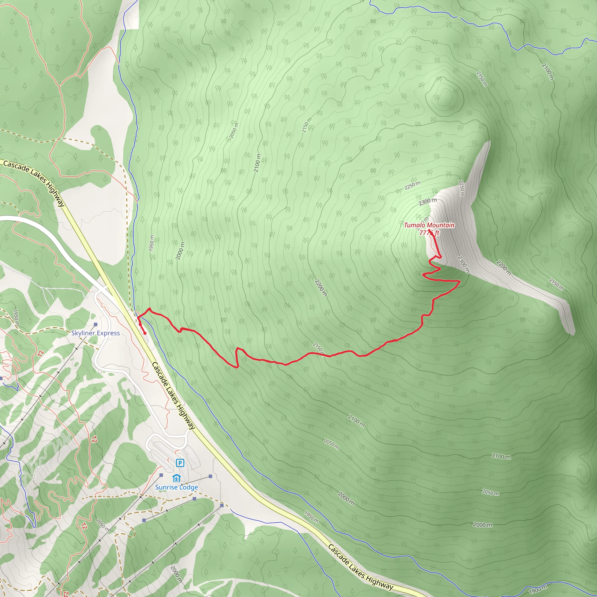 Tumalo Mountain Trail from Cascade Lakes Highway mobile static map