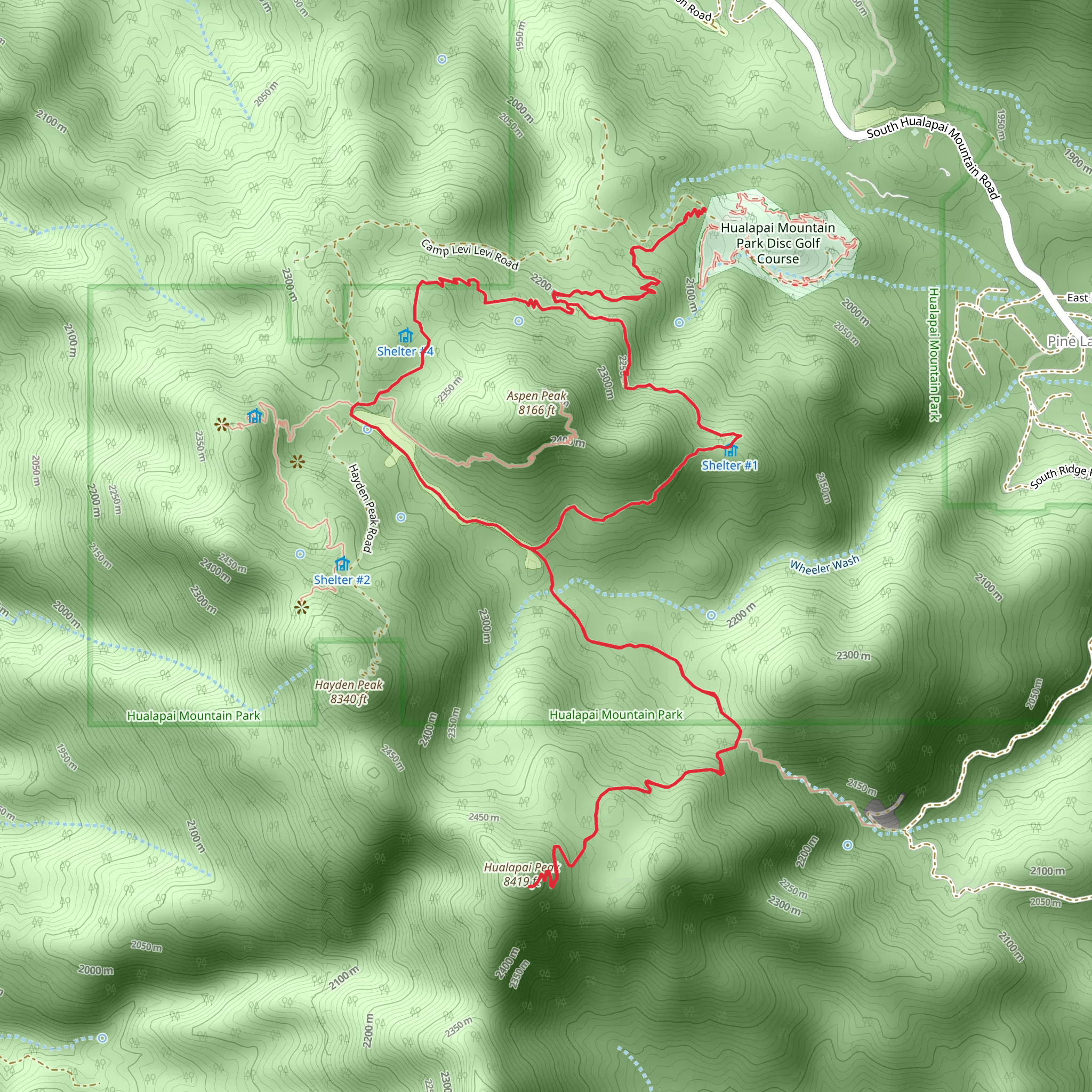 Aspen Peak, Hualapai Peak and Potato Patch Loop Trail mobile static map