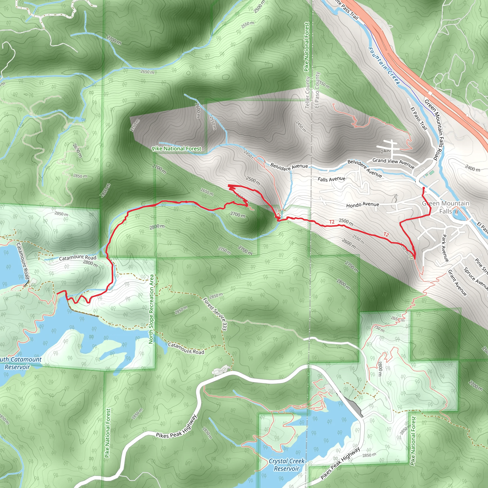 South Catamount Reservoir and Thomas Trail mobile static map