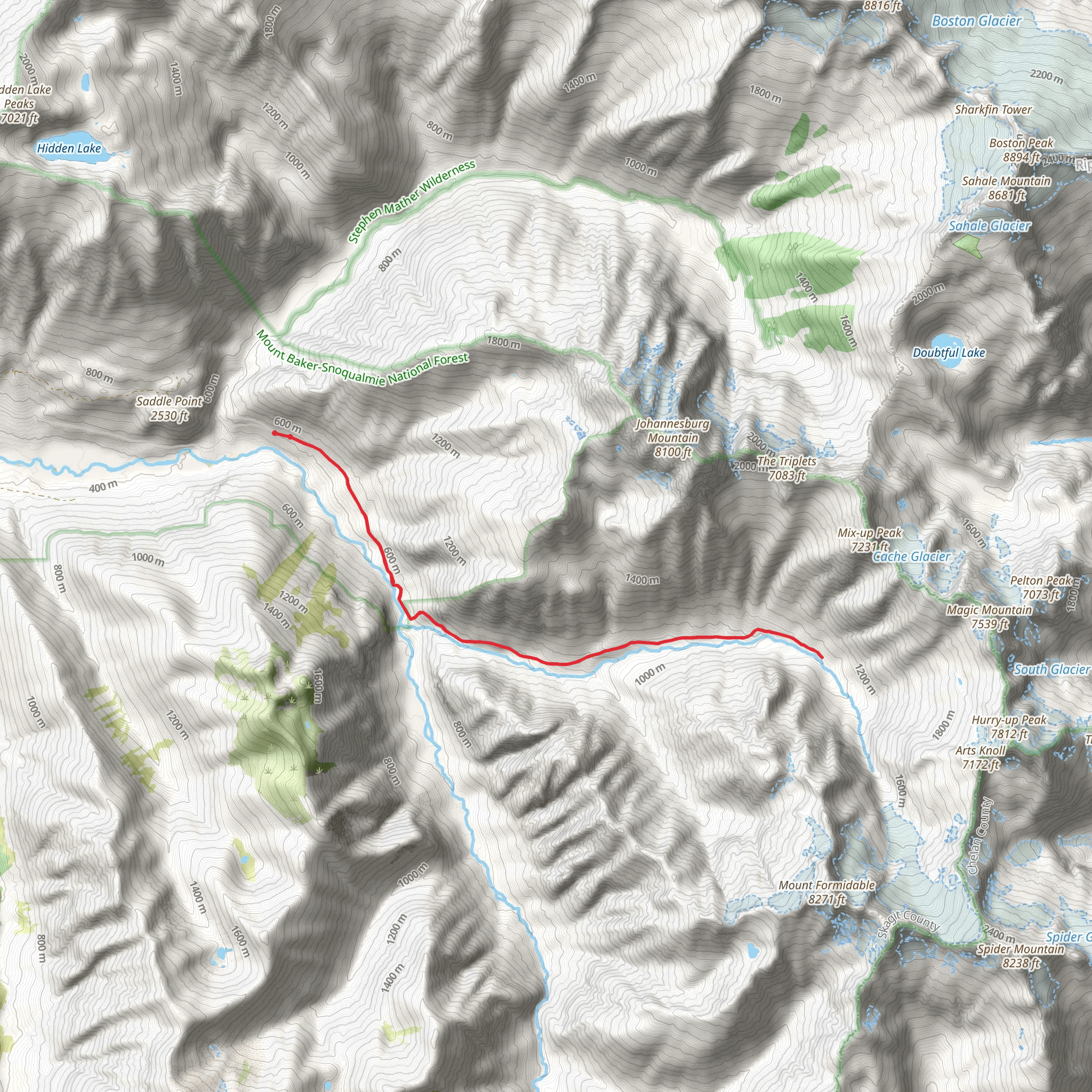 Middle Fork Cascade Trail mobile static map