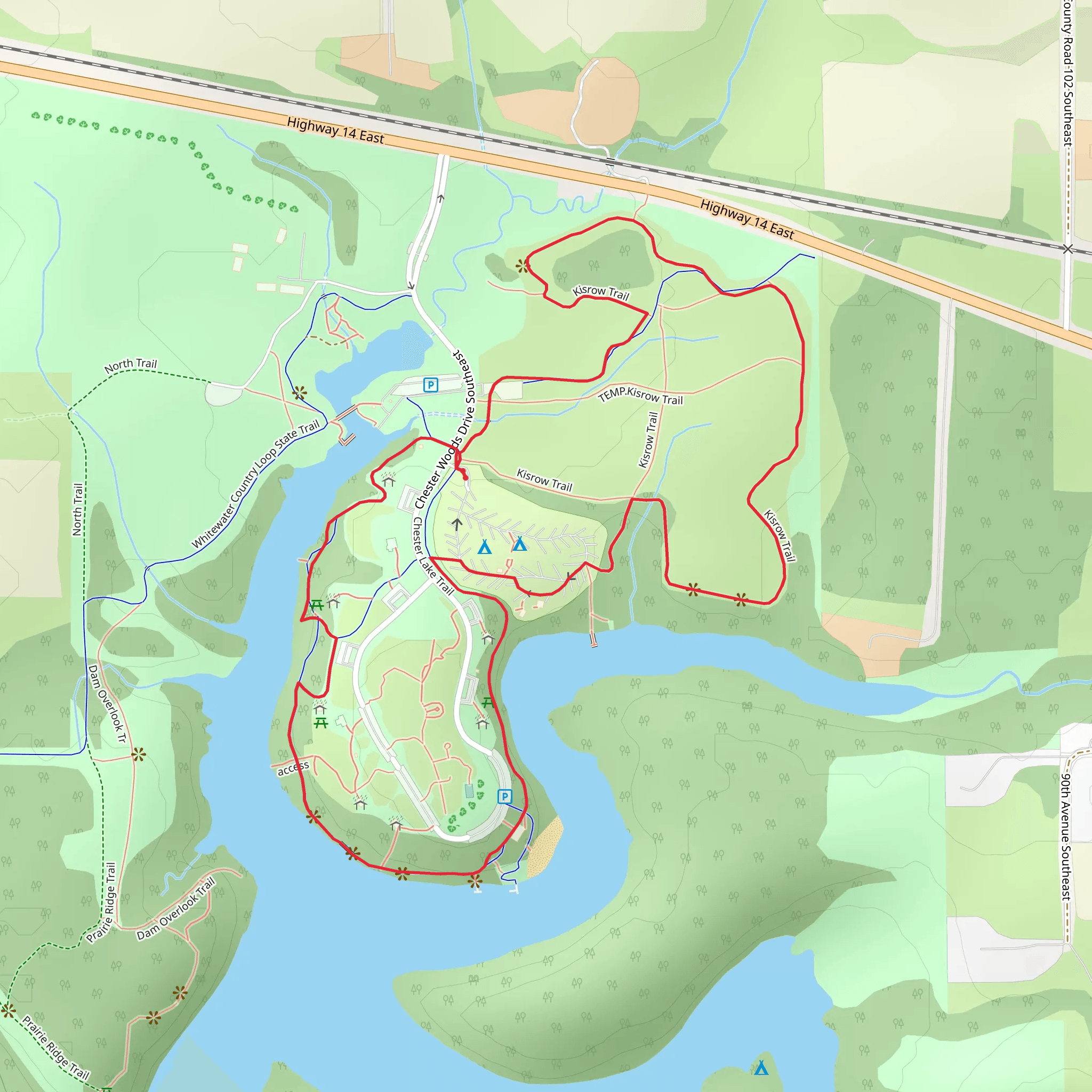 Kisraw Trail and Chester Lake Trail mobile static map