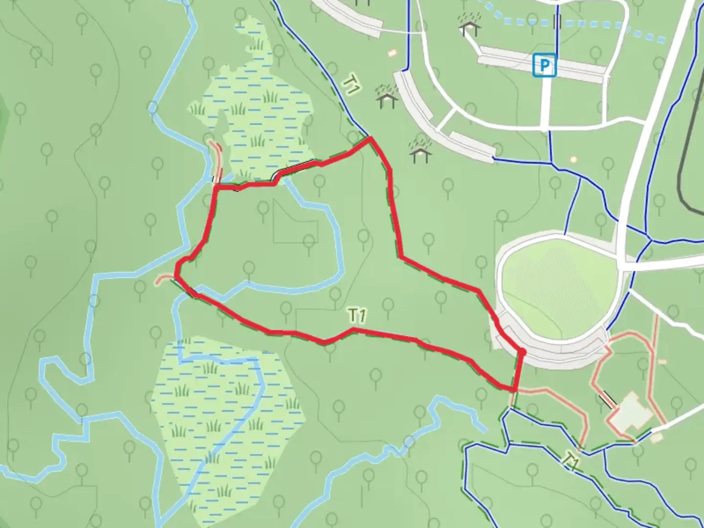 An image depicting the trail Wetland Loop Trail and its surrounding area.