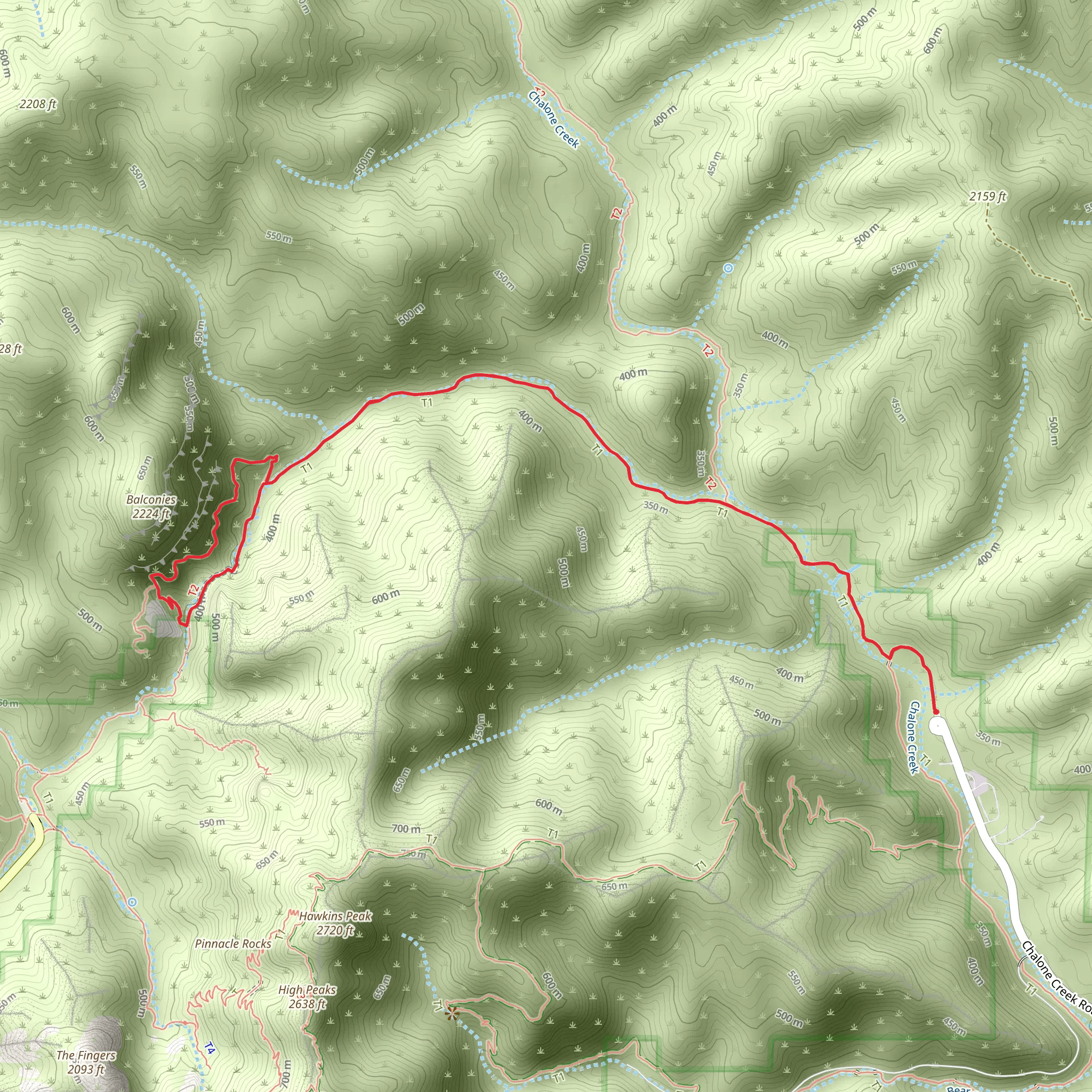 Balconies Caves and Old Pinnacles Trail mobile static map