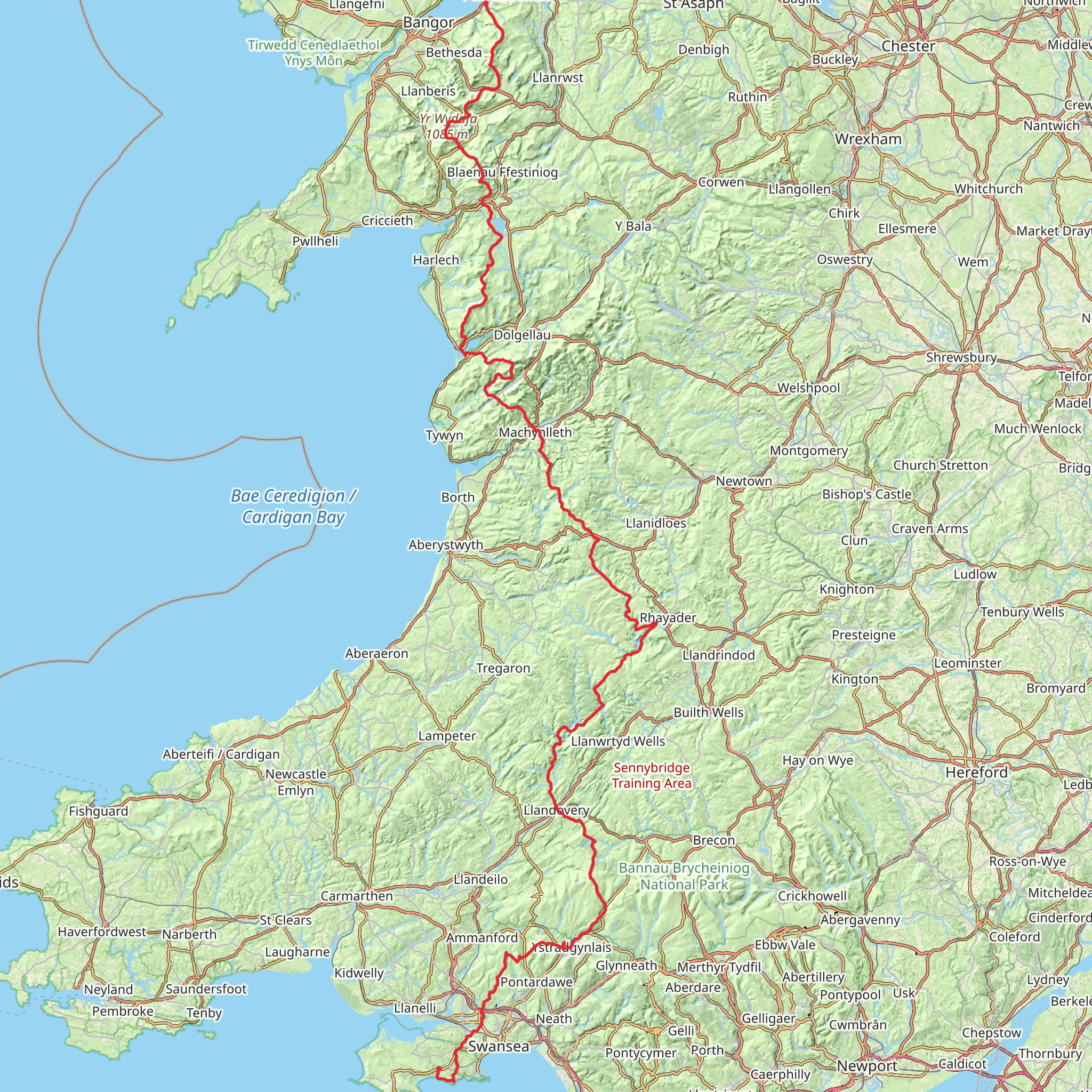 Snowdonia to the Gower Walk mobile static map