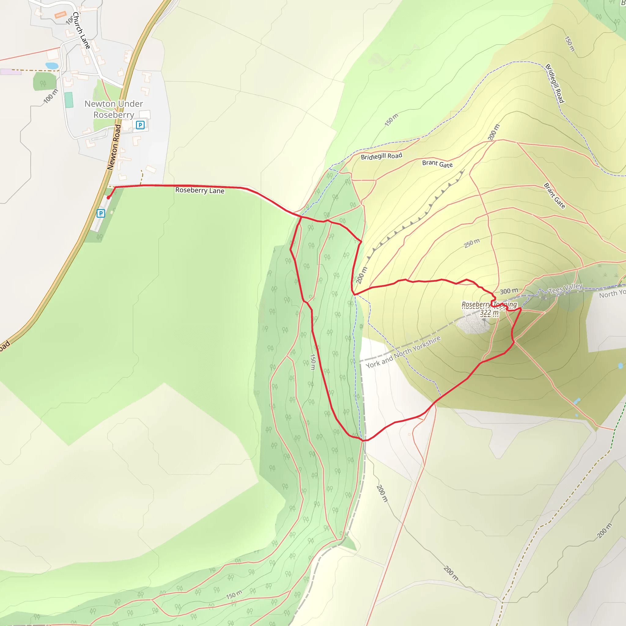 Roseberry Topping Loop mobile static map