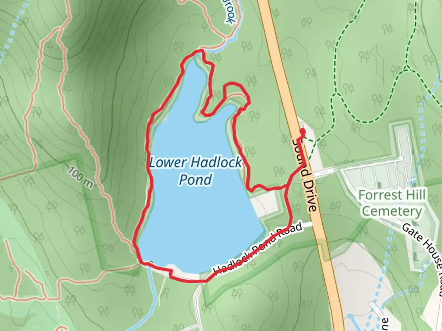 An image depicting the trail Lower Hadlock Pond Loop and its surrounding area.