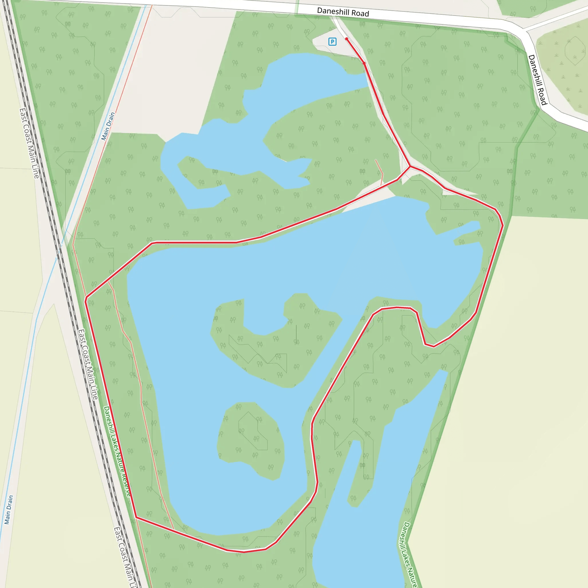 Daneshill Lakes Loop mobile static map