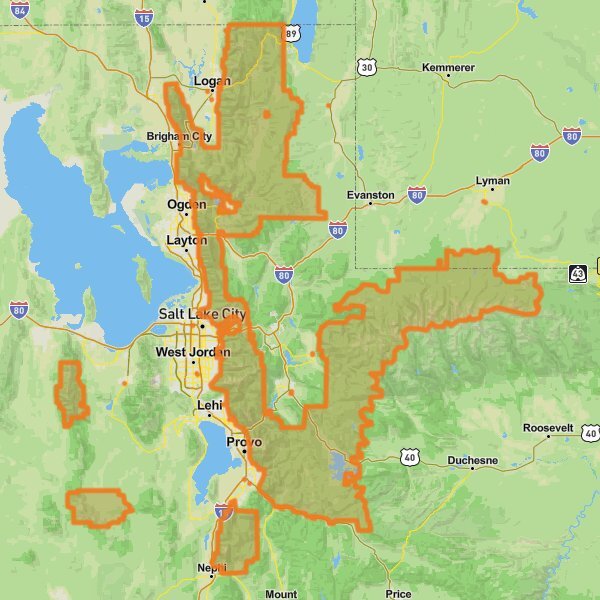 Uinta-Wasatch-Cache National Forest mobile static map