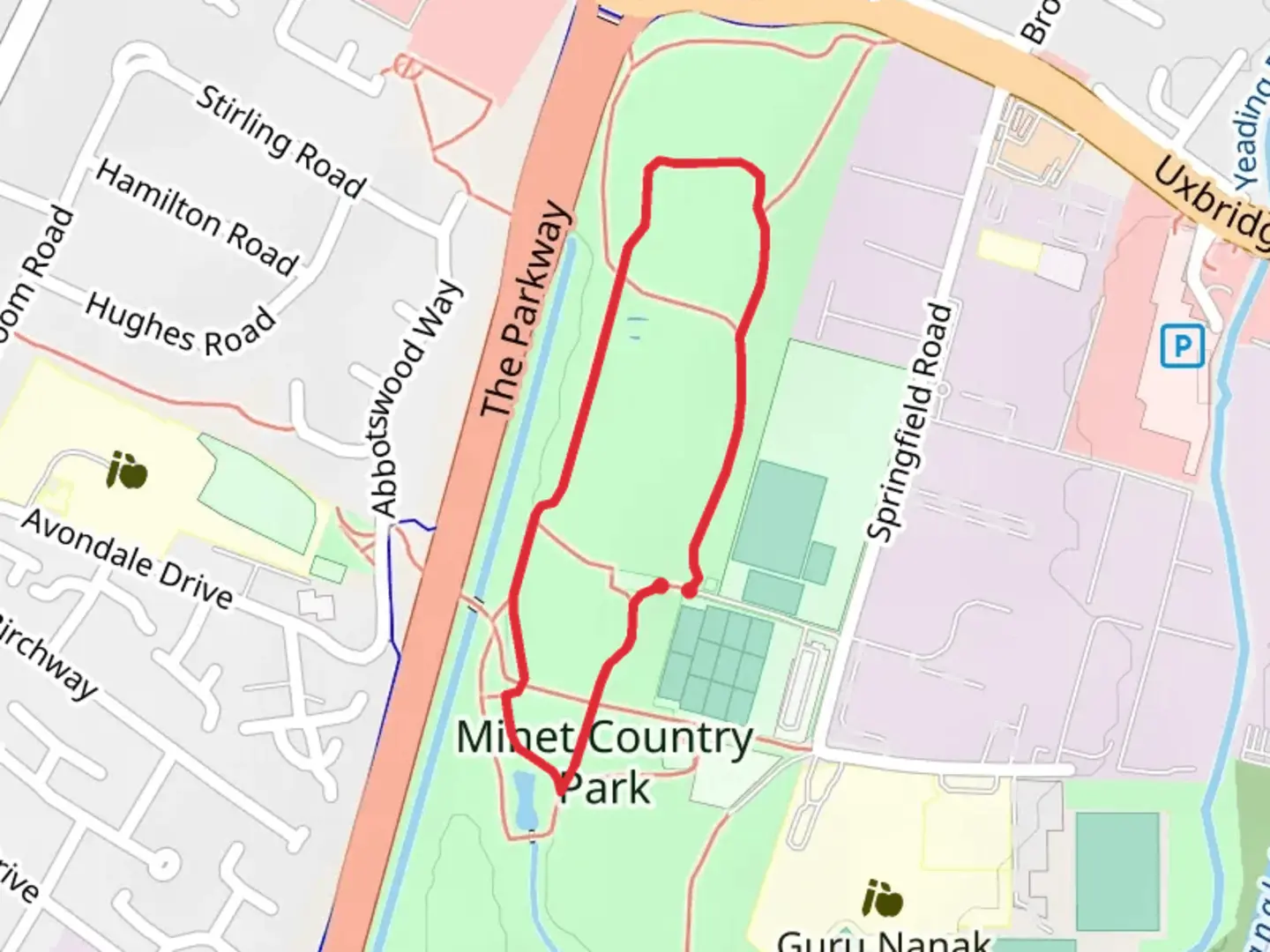 An image depicting the trail Minet Country Park and its surrounding area.