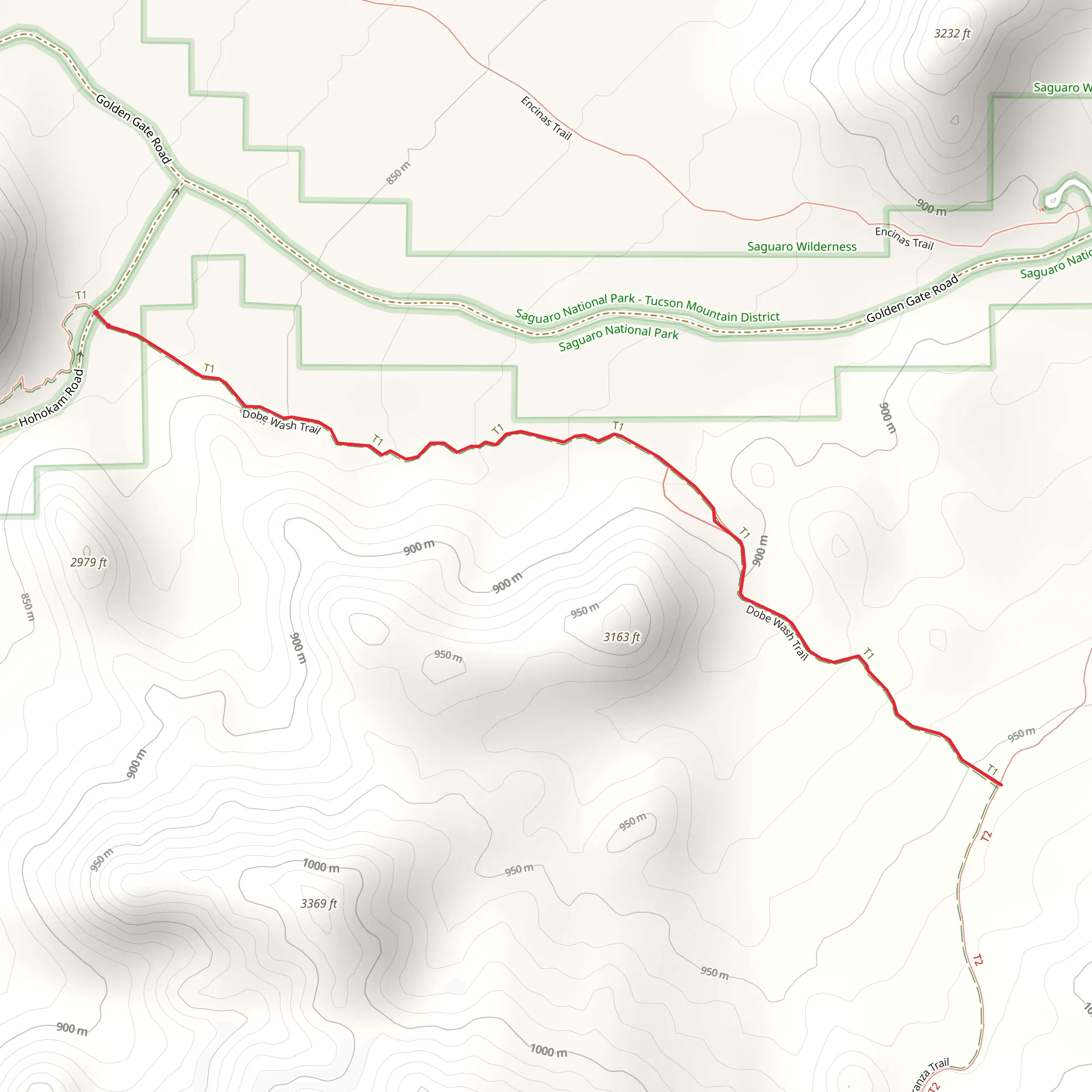 Dobe Wash Trail mobile static map