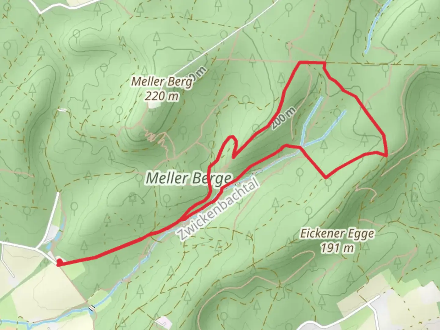 An image depicting the trail Eight Weg and Ems Hase Hunte Else Weg Loop and its surrounding area.
