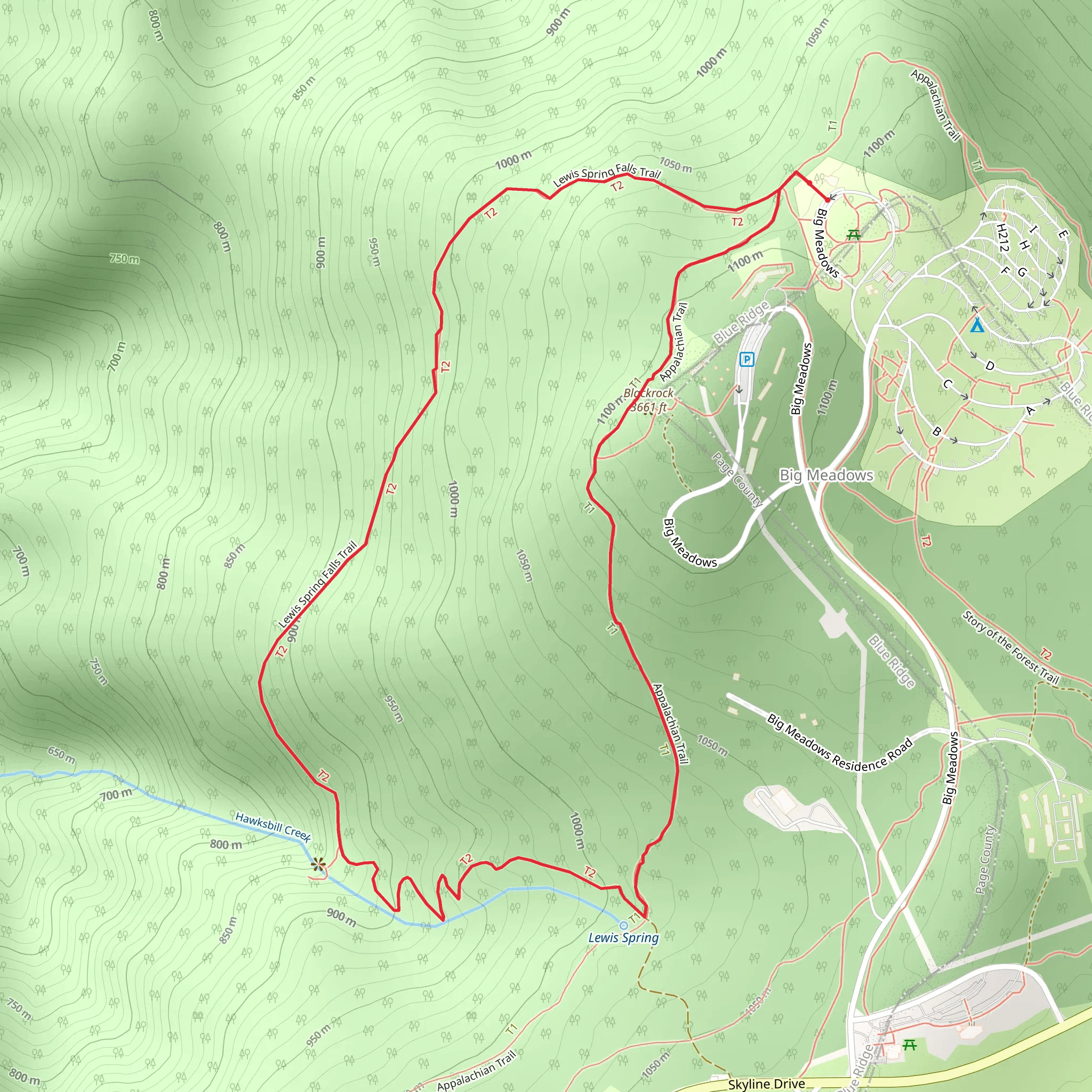 Lewis Spring Falls Trail mobile static map