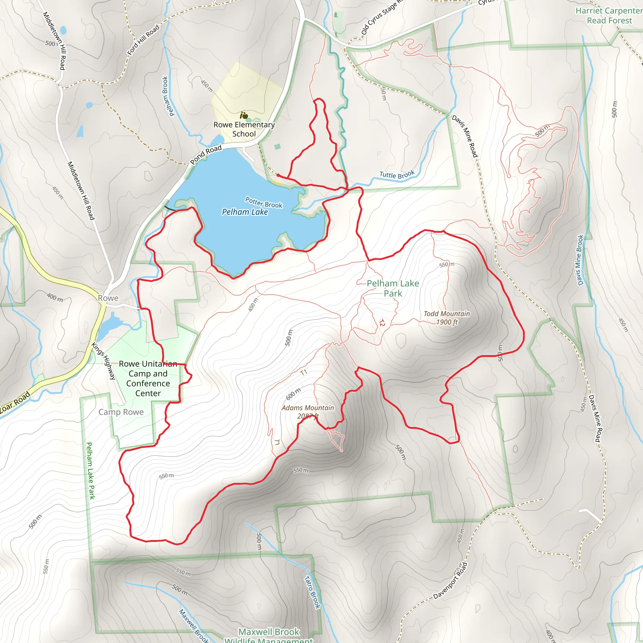 Adams Mountain and Fort Pelham Loop mobile static map