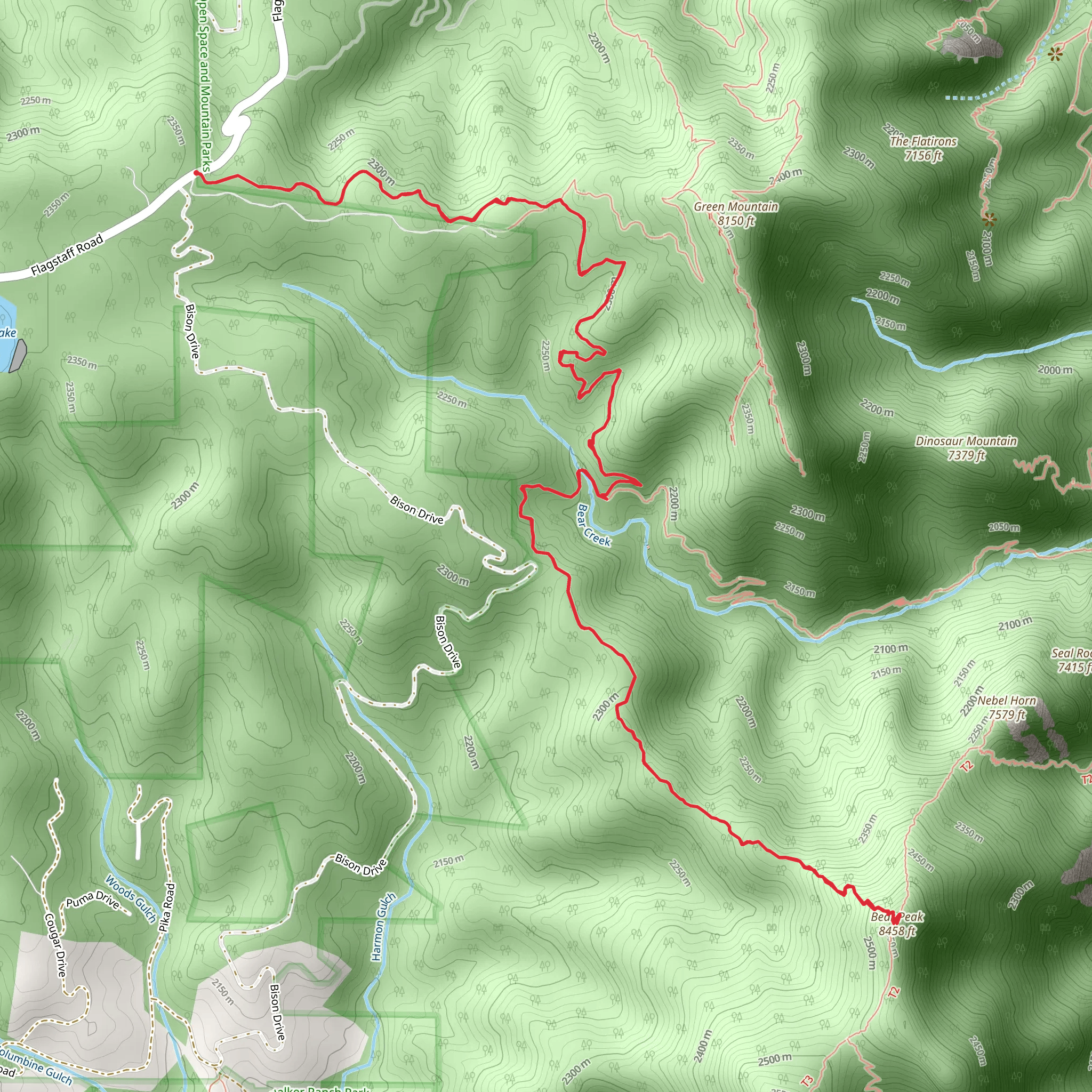 Bear Peak via Green Mountain West Ridge Trail mobile static map