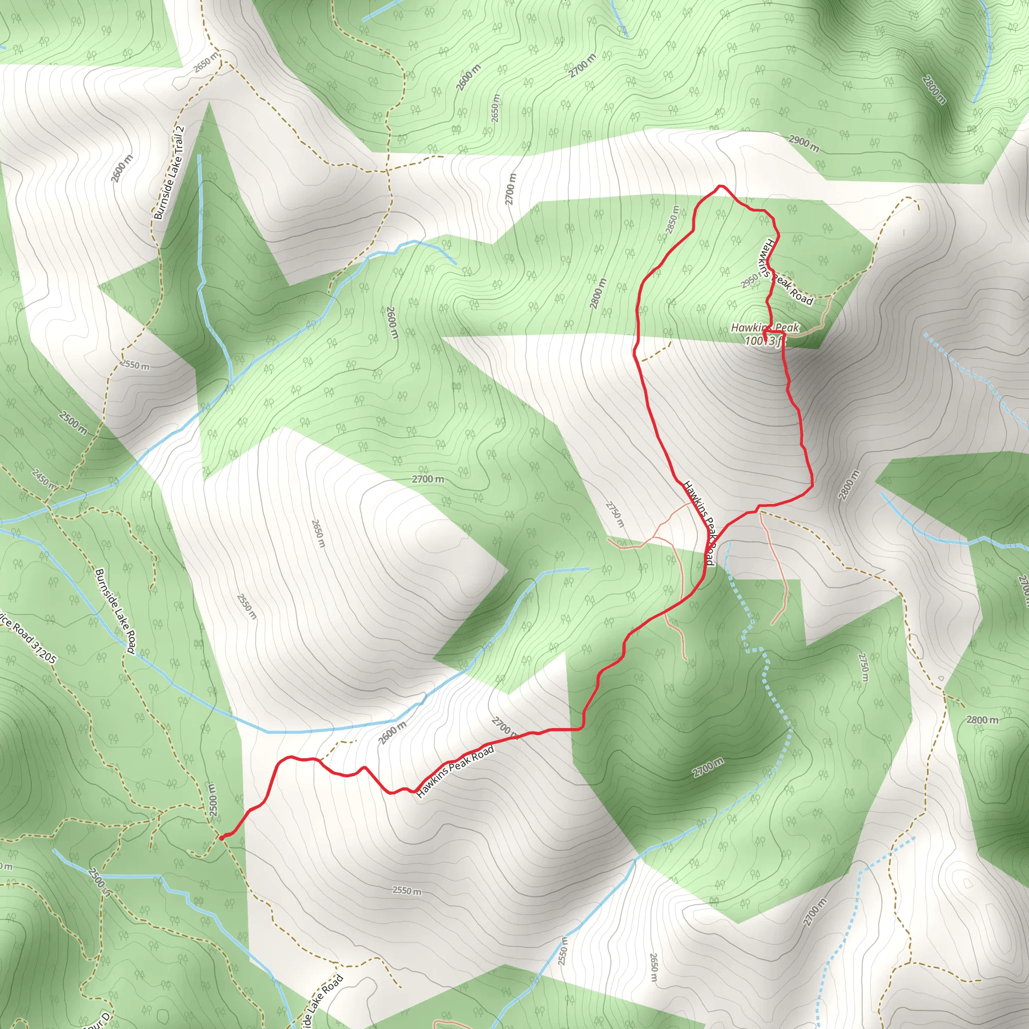 Hawkins Peak Loop mobile static map