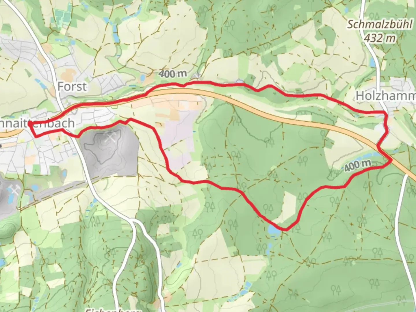 An image depicting the trail Rohrweiherweg and its surrounding area.