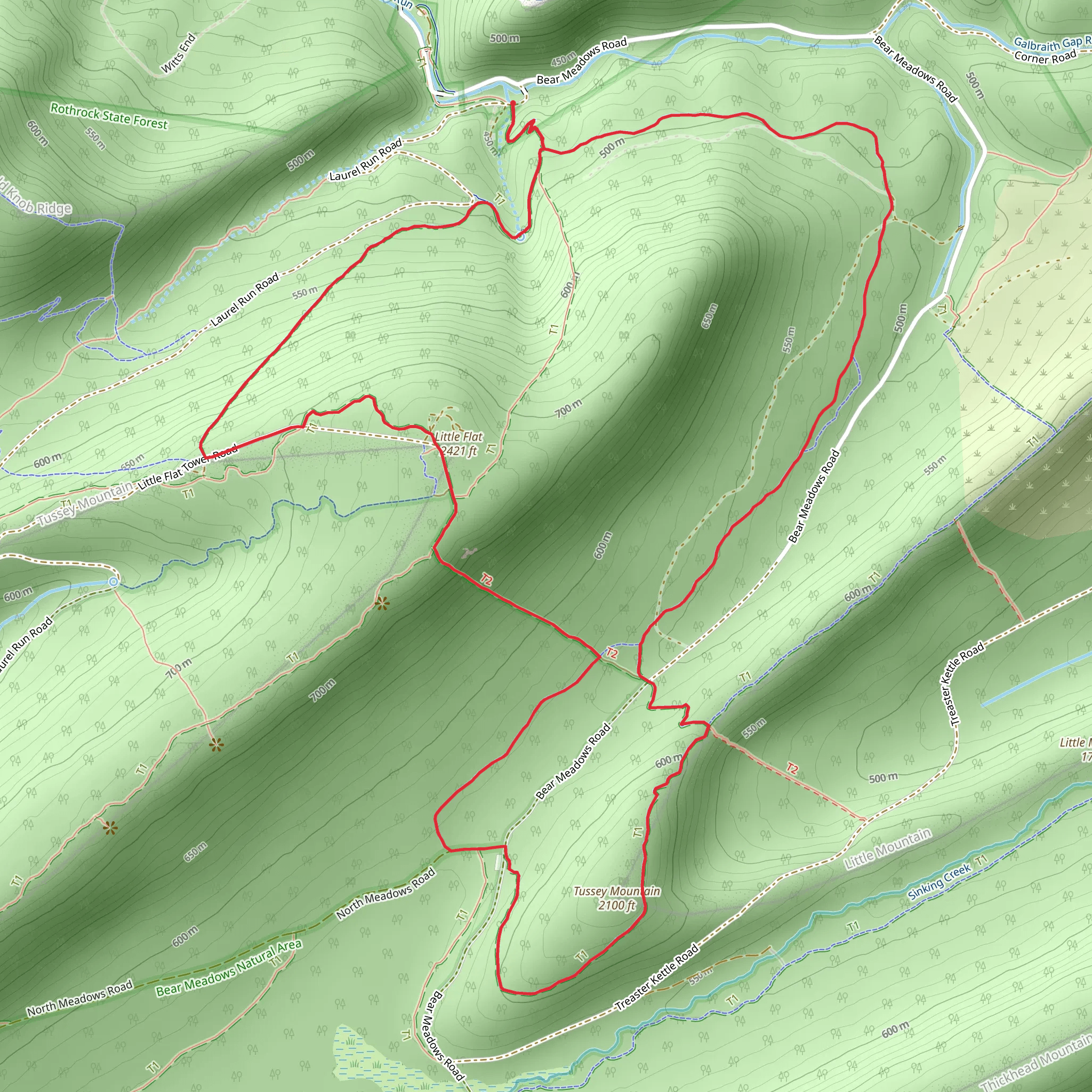 Little Flat and Tussey Mountain Loop Trail mobile static map