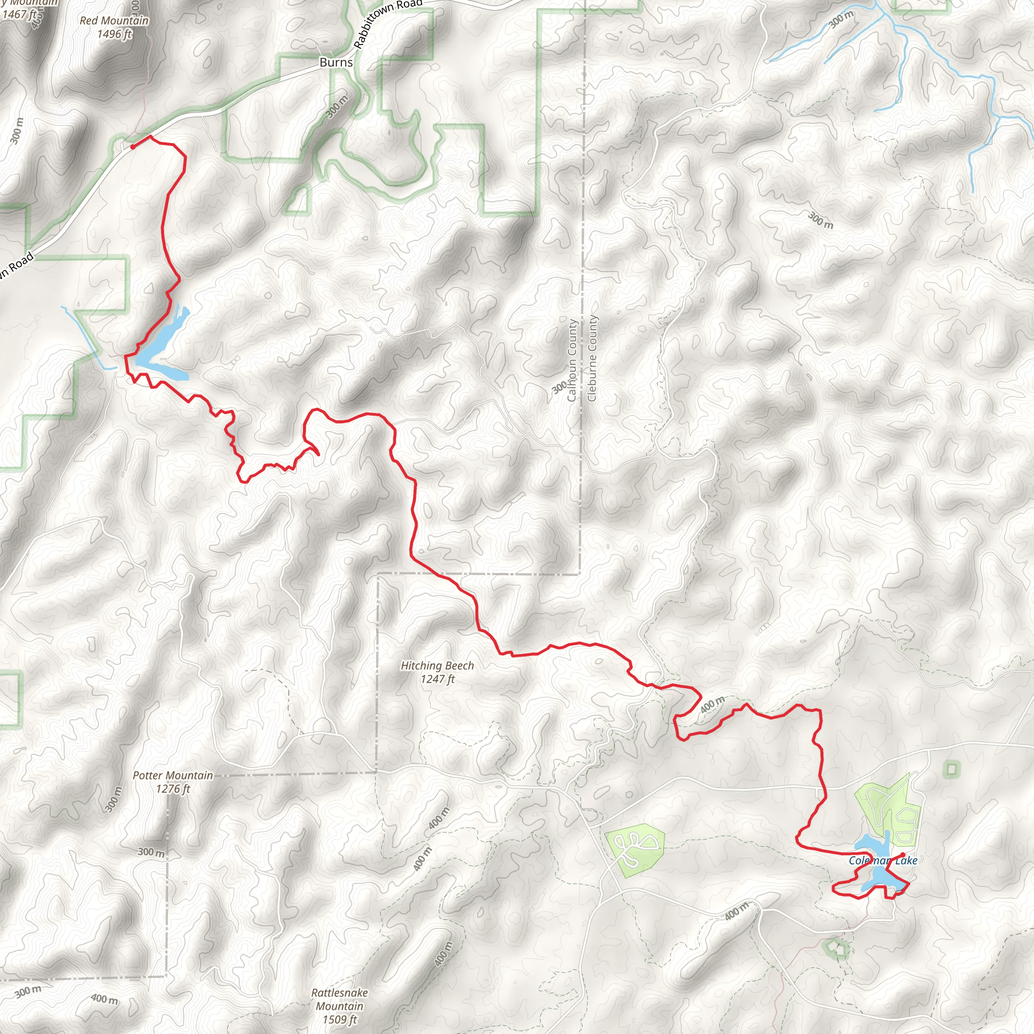 Coleman Lake via Pinhoti Trail mobile static map