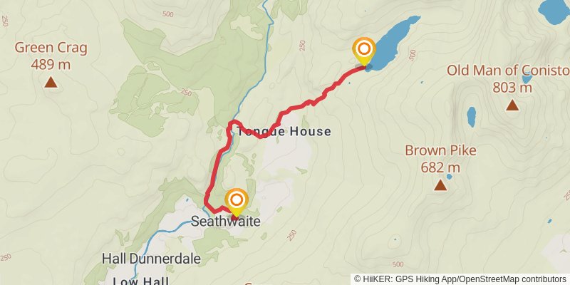 Dow Crag and Brim Fell Loop via Seathwaite Tarn stage 2 Map