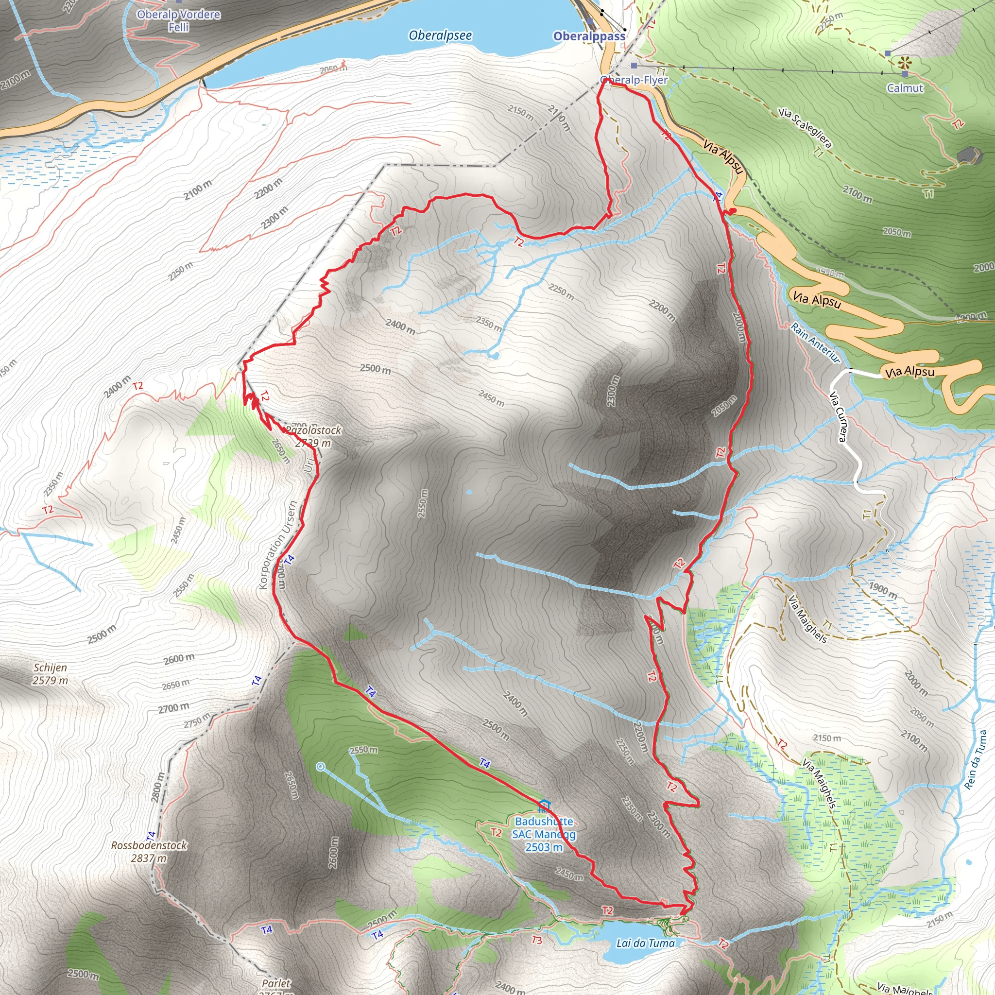 Pazolastock-Rheinquelle-Weg mobile static map