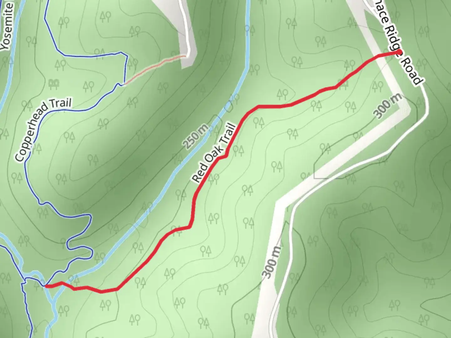 An image depicting the trail Red Oak Trail and its surrounding area.