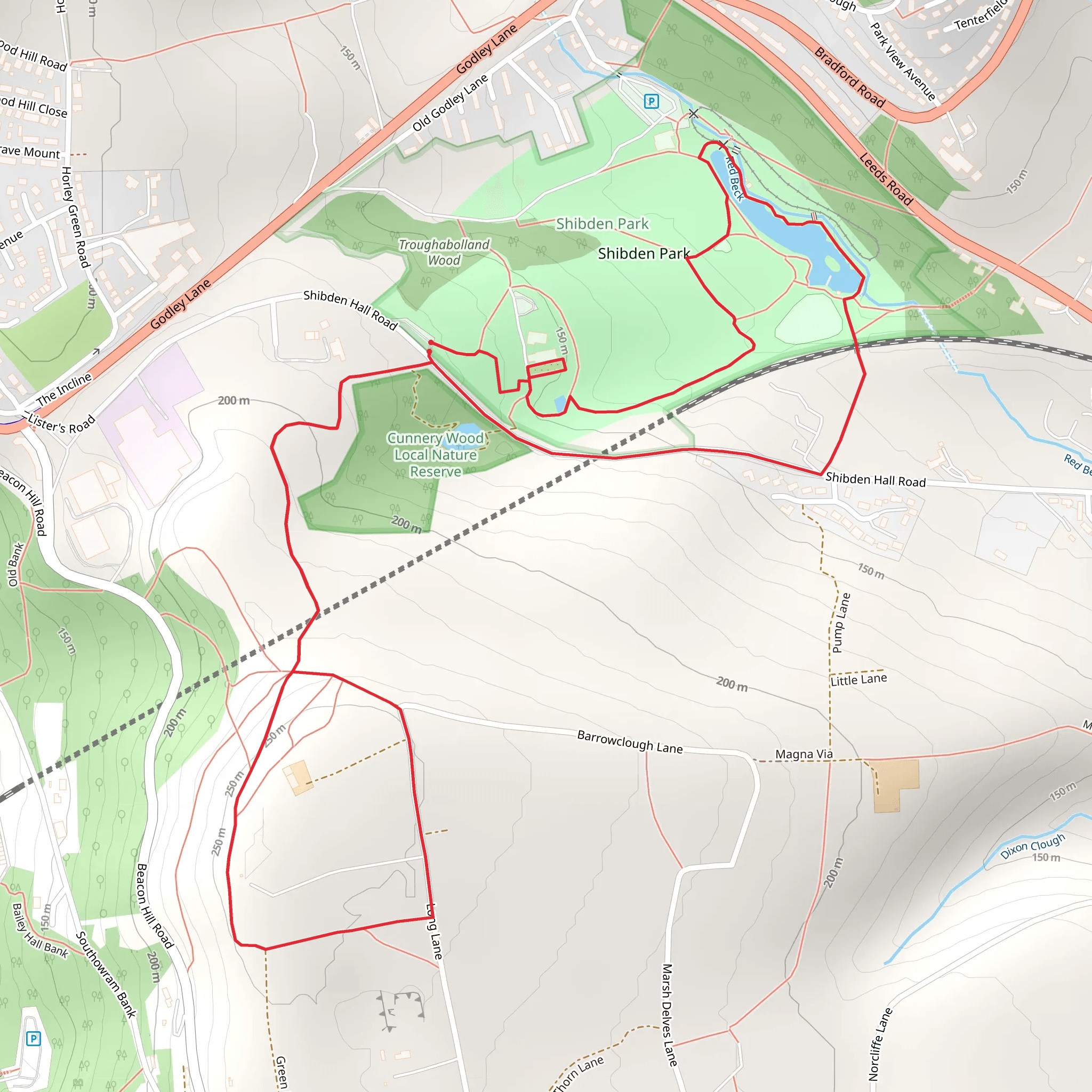 Beacon Hill and Shibden Park mobile static map