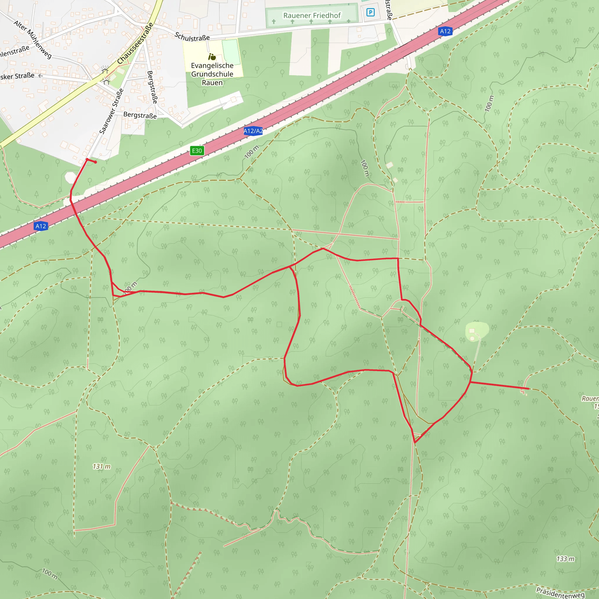 Aussichtsturm Rauener Berge and Grosser Markgrafenstein via Gruener Balken mobile static map