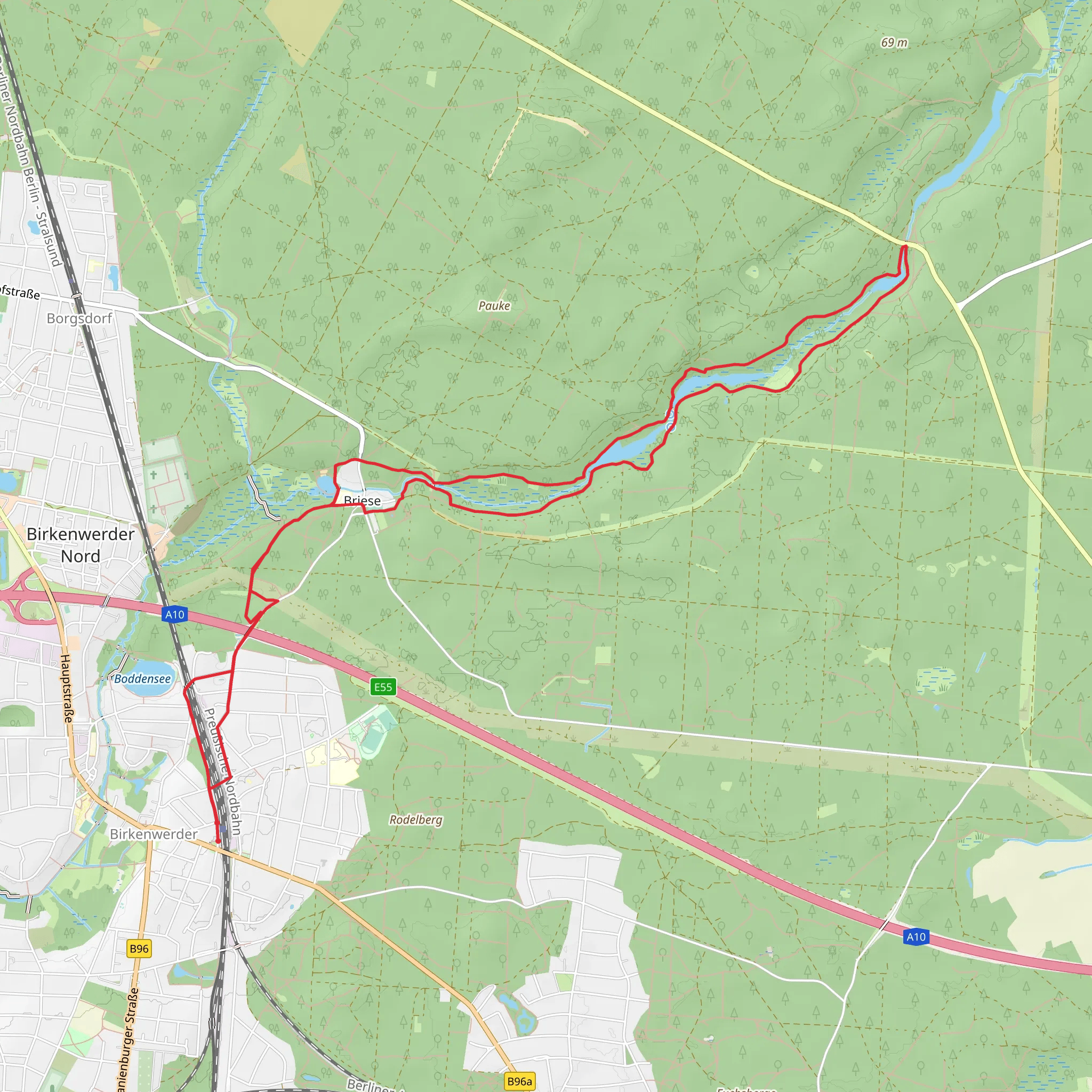 Briese via Libelle and 66 Seen Wanderweg mobile static map