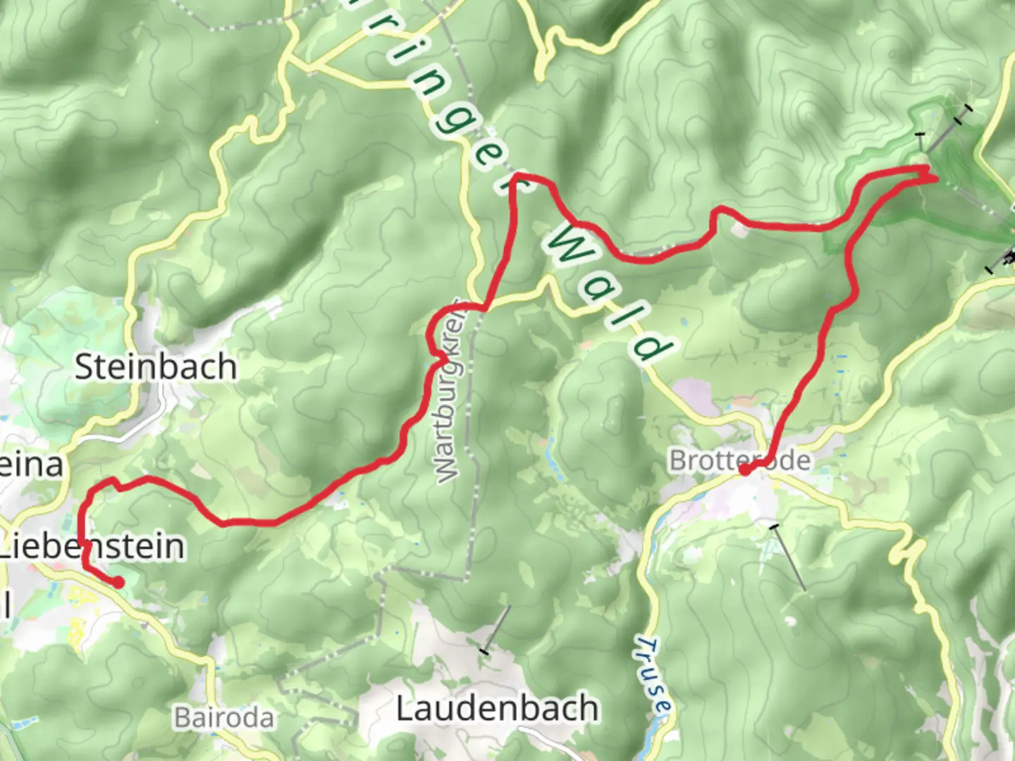 An image depicting the trail Bad Liebenstein to Brottenrode Walk and its surrounding area.