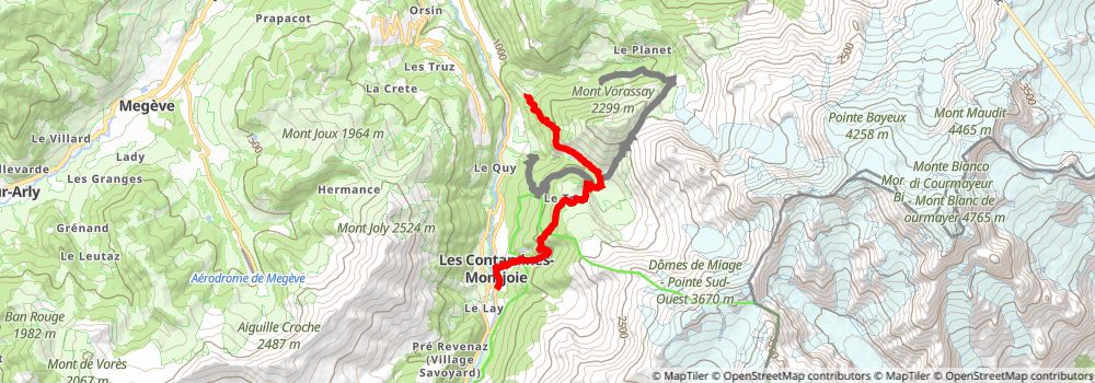 Tour du Mont Blanc alt 3 Map