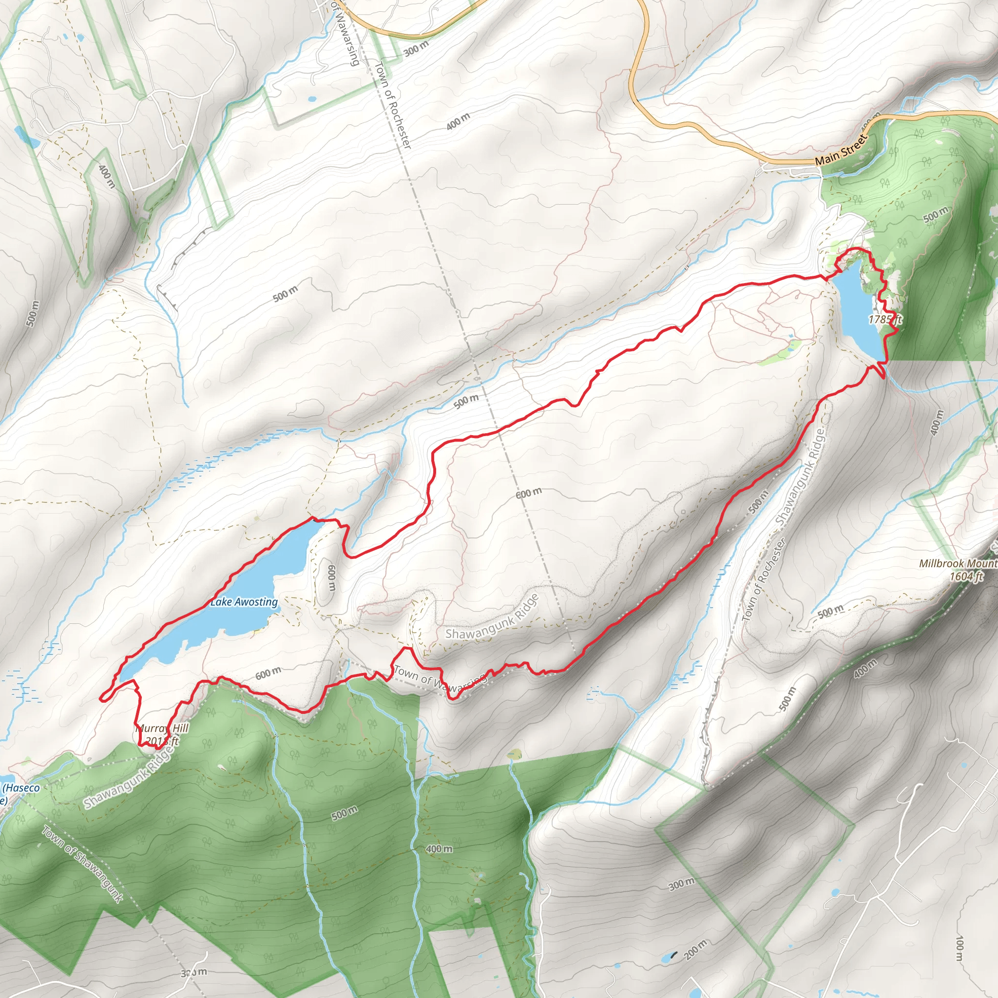 Lake Minnewaska and Lake Awosting Loop Trail mobile static map