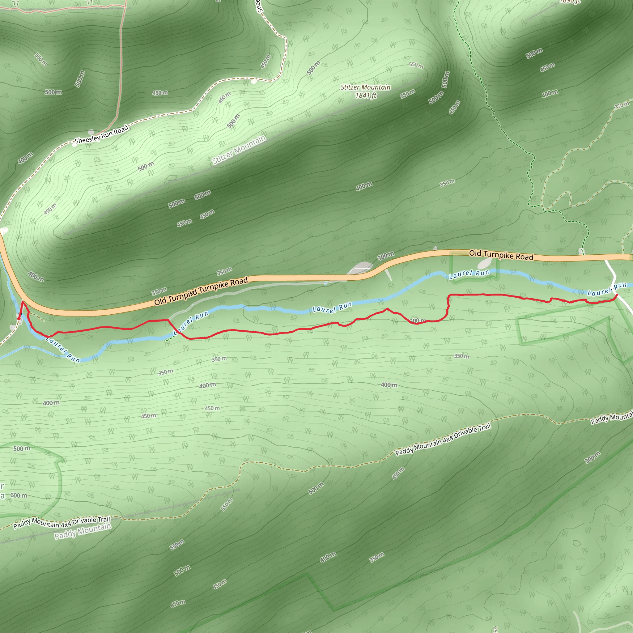 Laurel Run Trail Out and Back mobile static map
