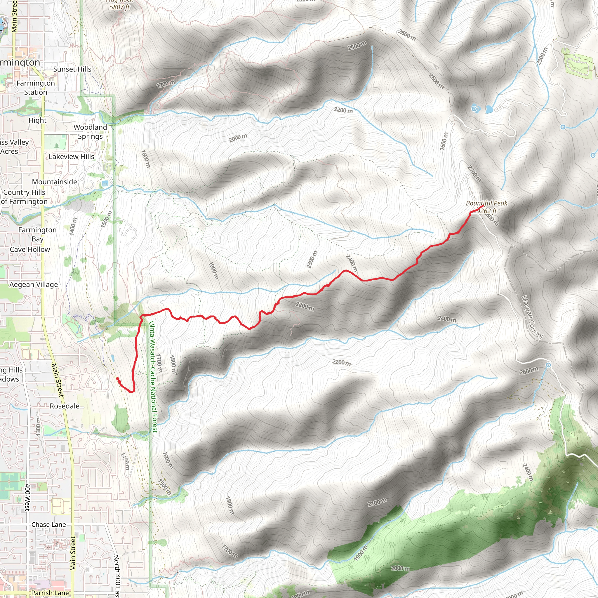 Bountiful Peak Trail mobile static map