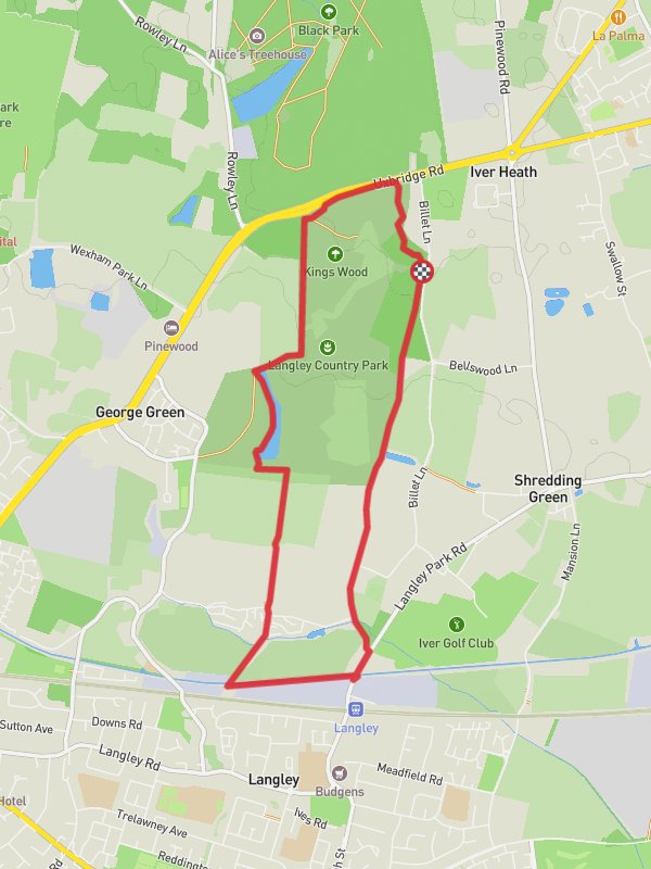 Langley Park Lake and Roughround Wood Loop mobile static map