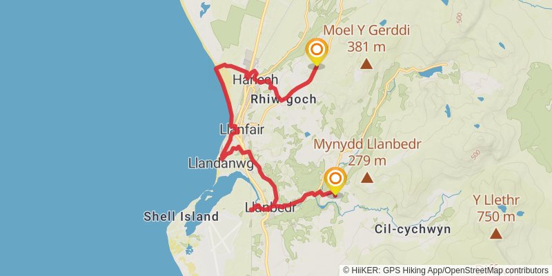 Aberdovey to Porthmadog Walk stage 5 Map