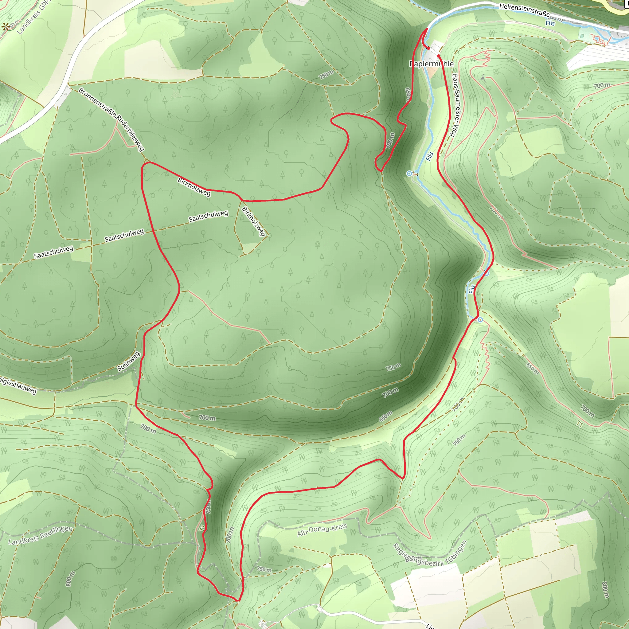 Papiermuhle to Brunnen and Hasental Loop mobile static map