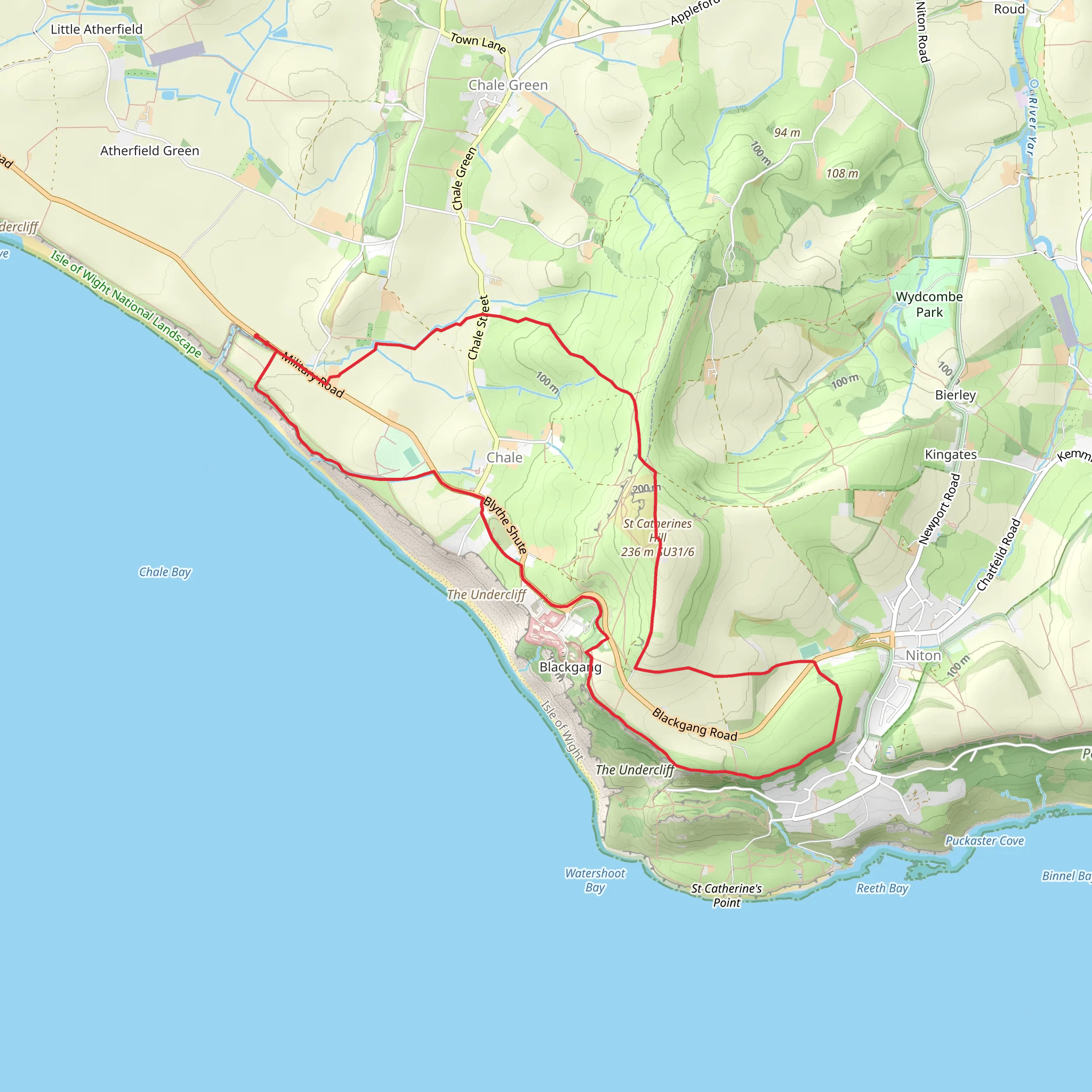 St Catherine's Hill and Coastal Path mobile static map