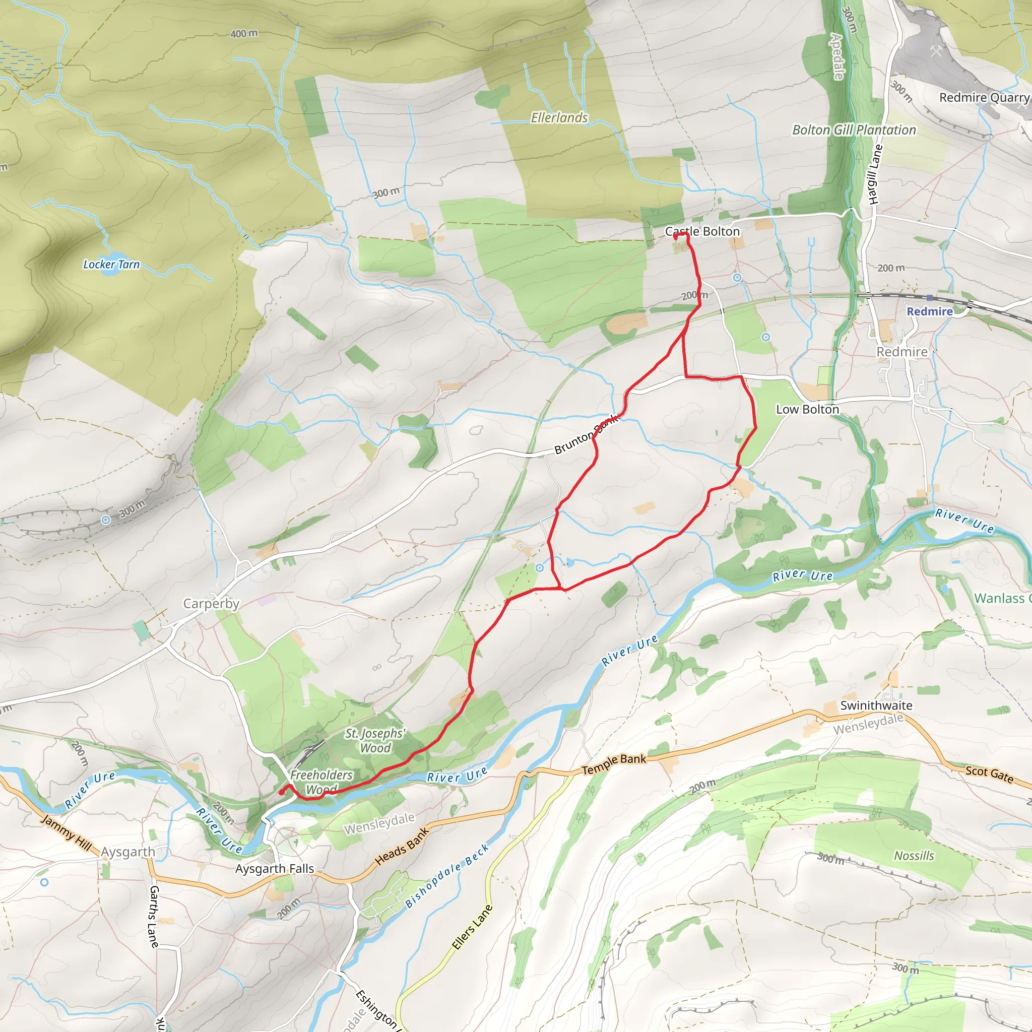 Aysgarth Falls to Bolton Castle Loop mobile static map
