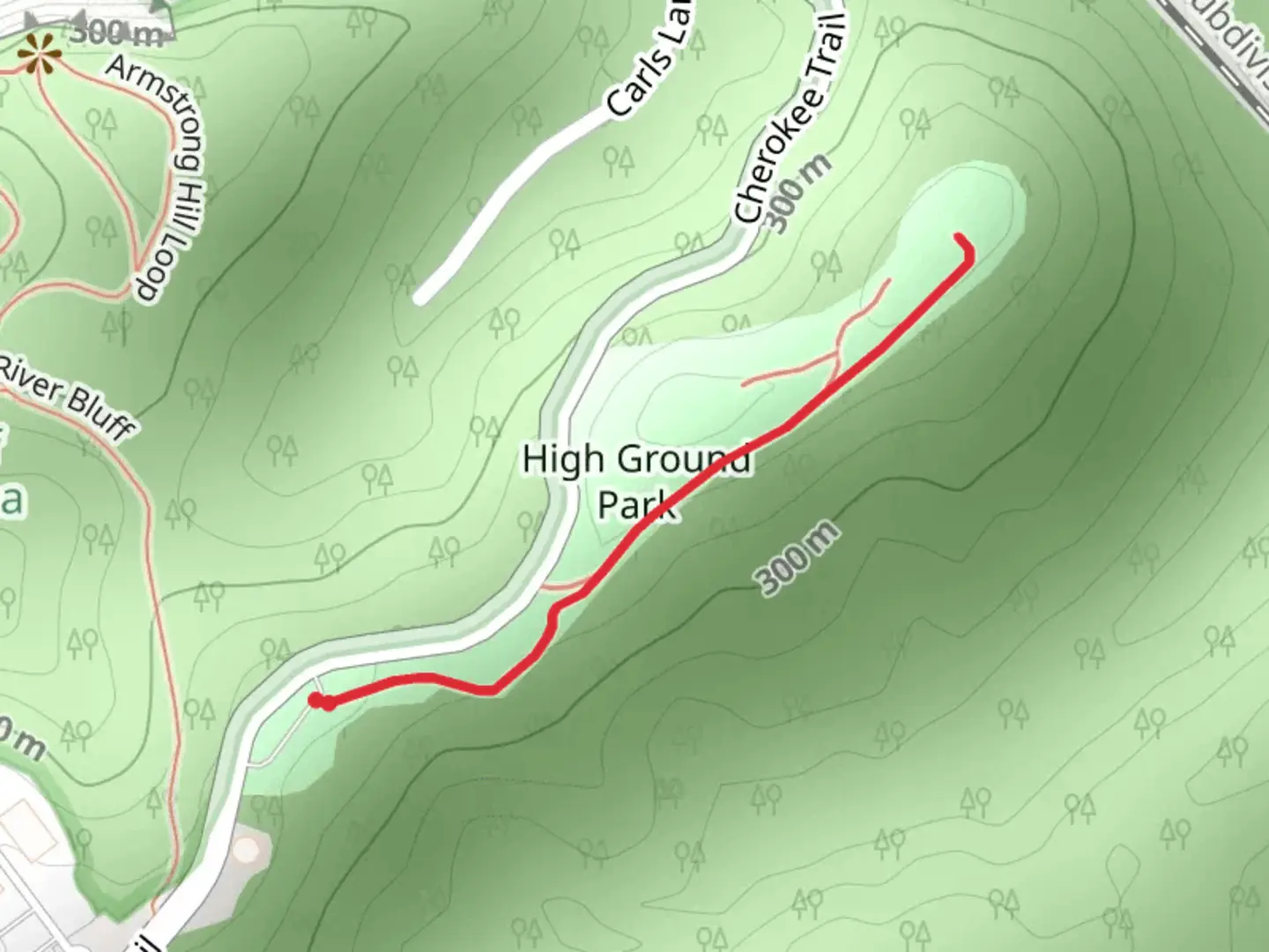 An image depicting the trail High Ground Park and its surrounding area.