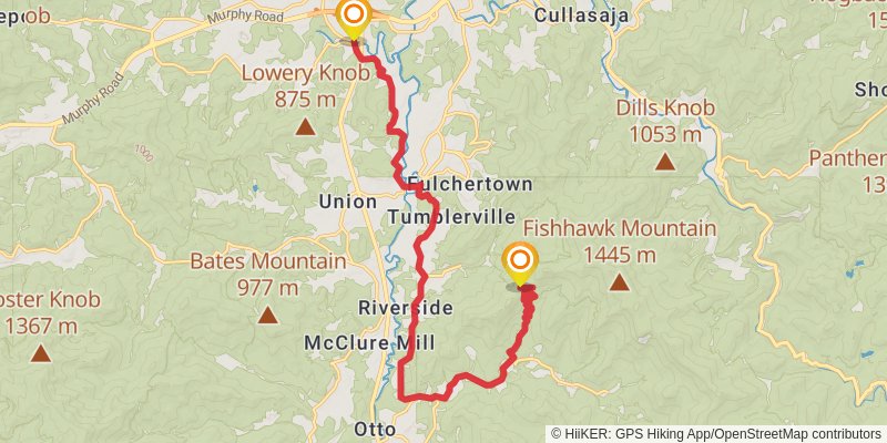 Southeastern Serpentine Trail stage 15 Map